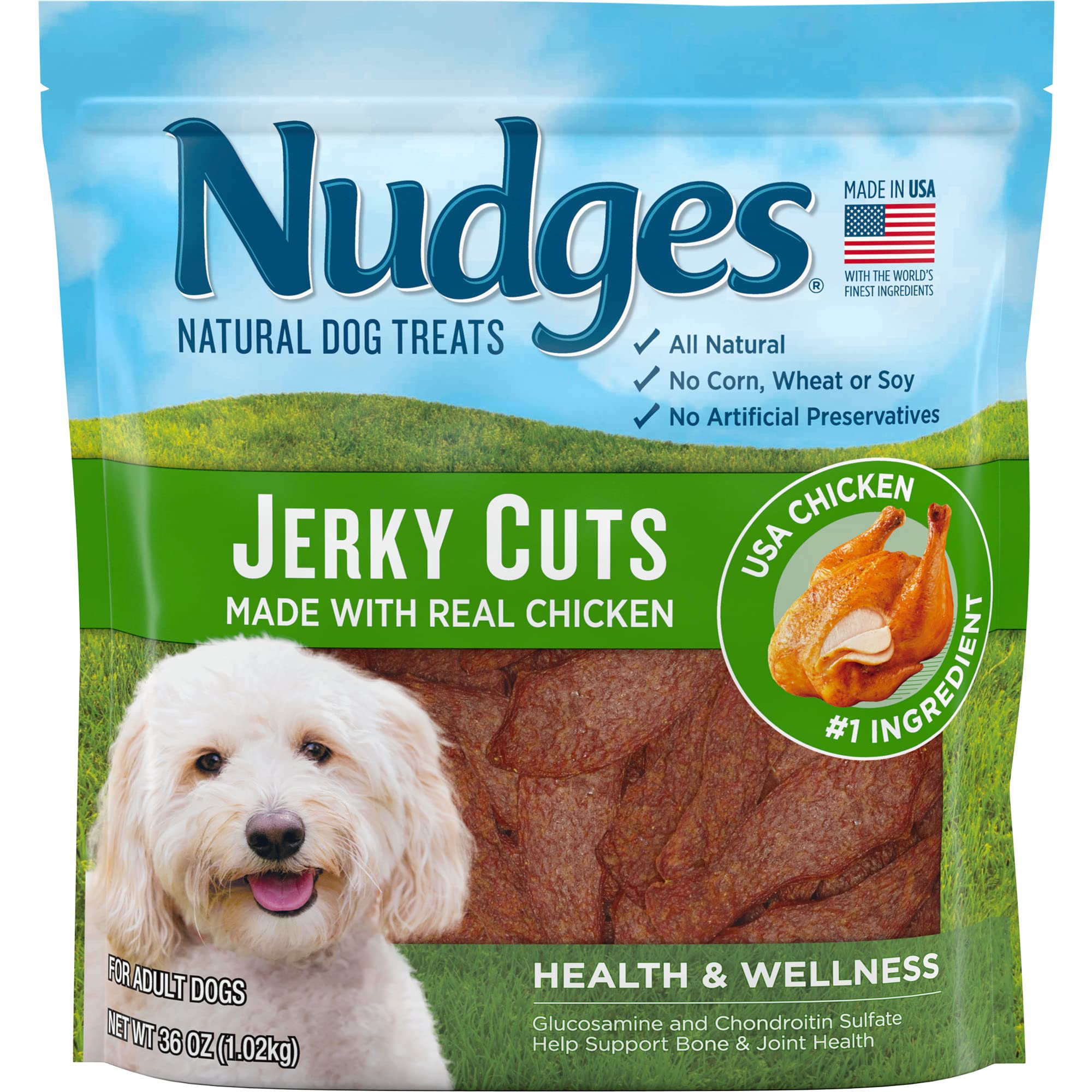 Blue Buffalo Nudges Chicken Jerky Bites Natural Dog Treats, Tender & Meaty Dog Snacks, Healthy Reward or Training Treat, Made in the USA with Real Chicken, No Artificial Preservatives, 16 oz.
