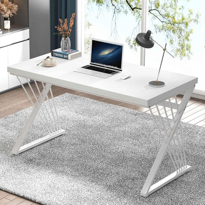 FOLUBAN Home Office Desks, Modern Wood and Metal Writing Study Work Table, Industrial Computer Desk for Bedroom Living Room, Rustic Walnut, 47 Inch