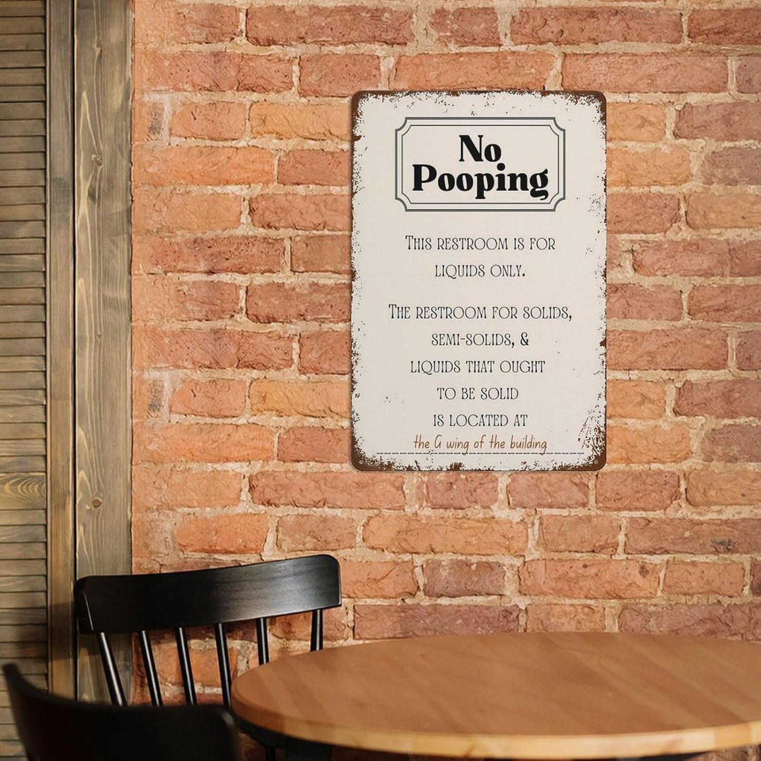 No Pooping Poster Sign Wall Art,Funny Decor Office Work Coworker Bathroom Restroom Toilet Powder Room Potty Humor Retro Metal Tin Sign Vintage Aluminum Sign For Home Coffee Wall Decor 12x8 Inch