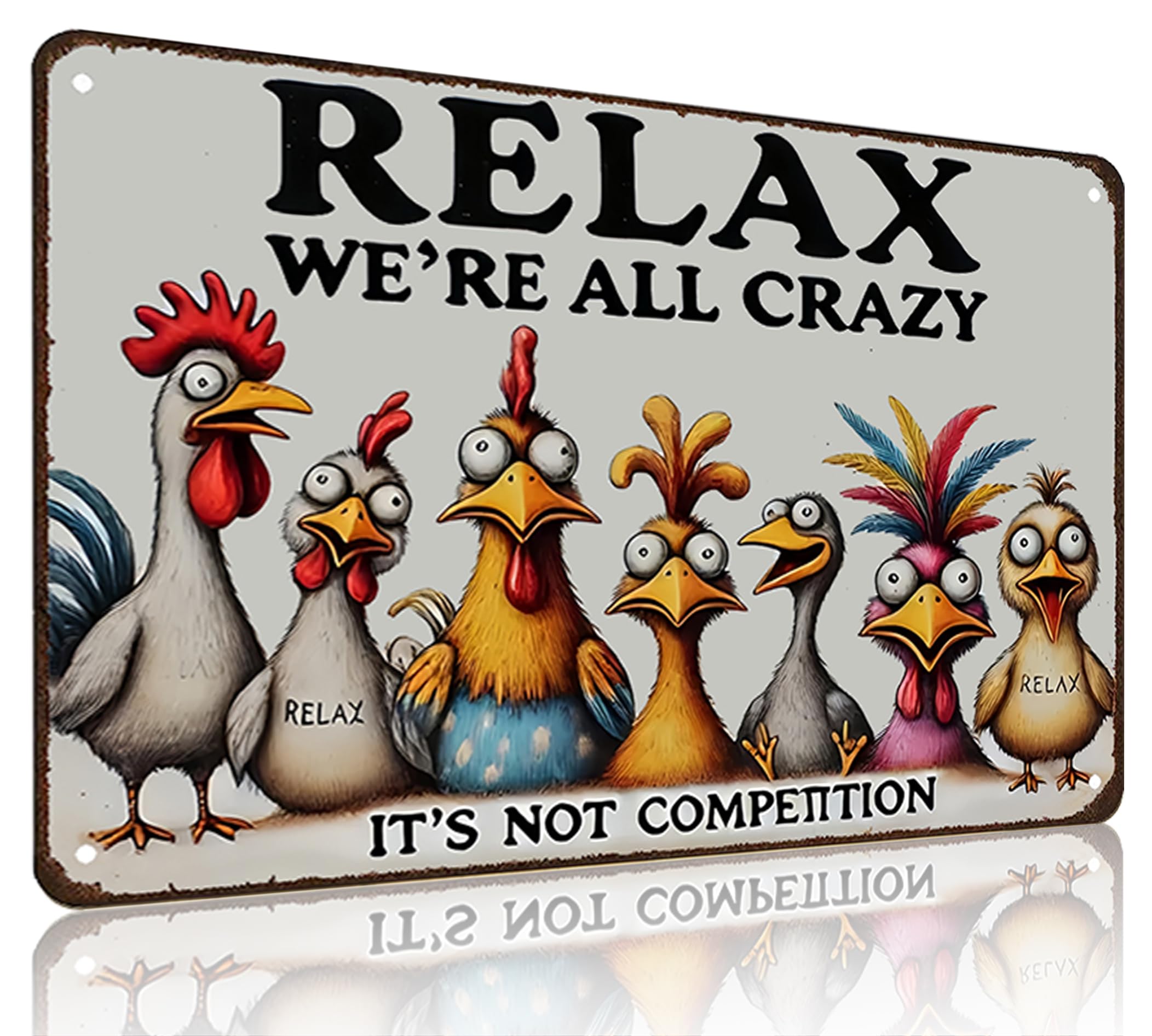 Smilelife Funny Chicken Gifts I'm Going To Let God Fix It Tin Sign for Home Farm Chicken Coop Farmhouse Kitchen Garden Decor 8 X 12 Inch (3520)