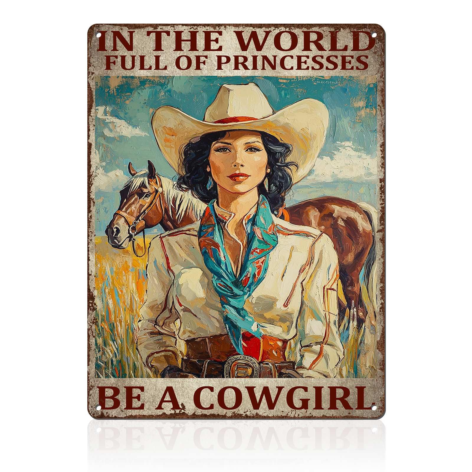 Western Wanted Tin Sign Vintage Metal Poster Rustic Wall Decor Cowgirl Pin Up Art Retro Iron Painting 8x12inch