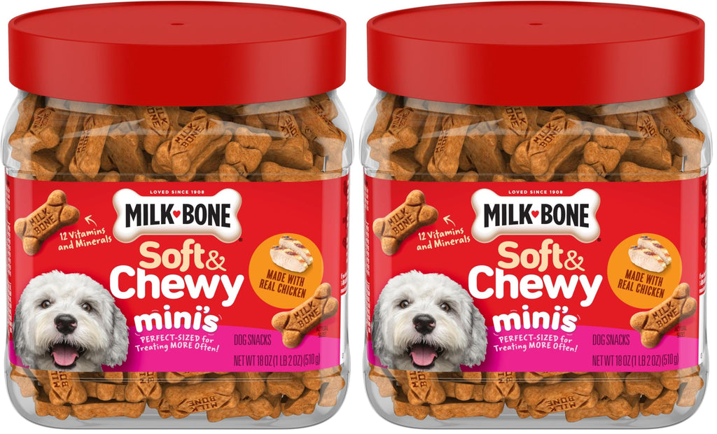 Milk-Bone Soft & Chewy Dog Treats, Made with Real Beef & Filet Mignon, 25 Ounce Canister