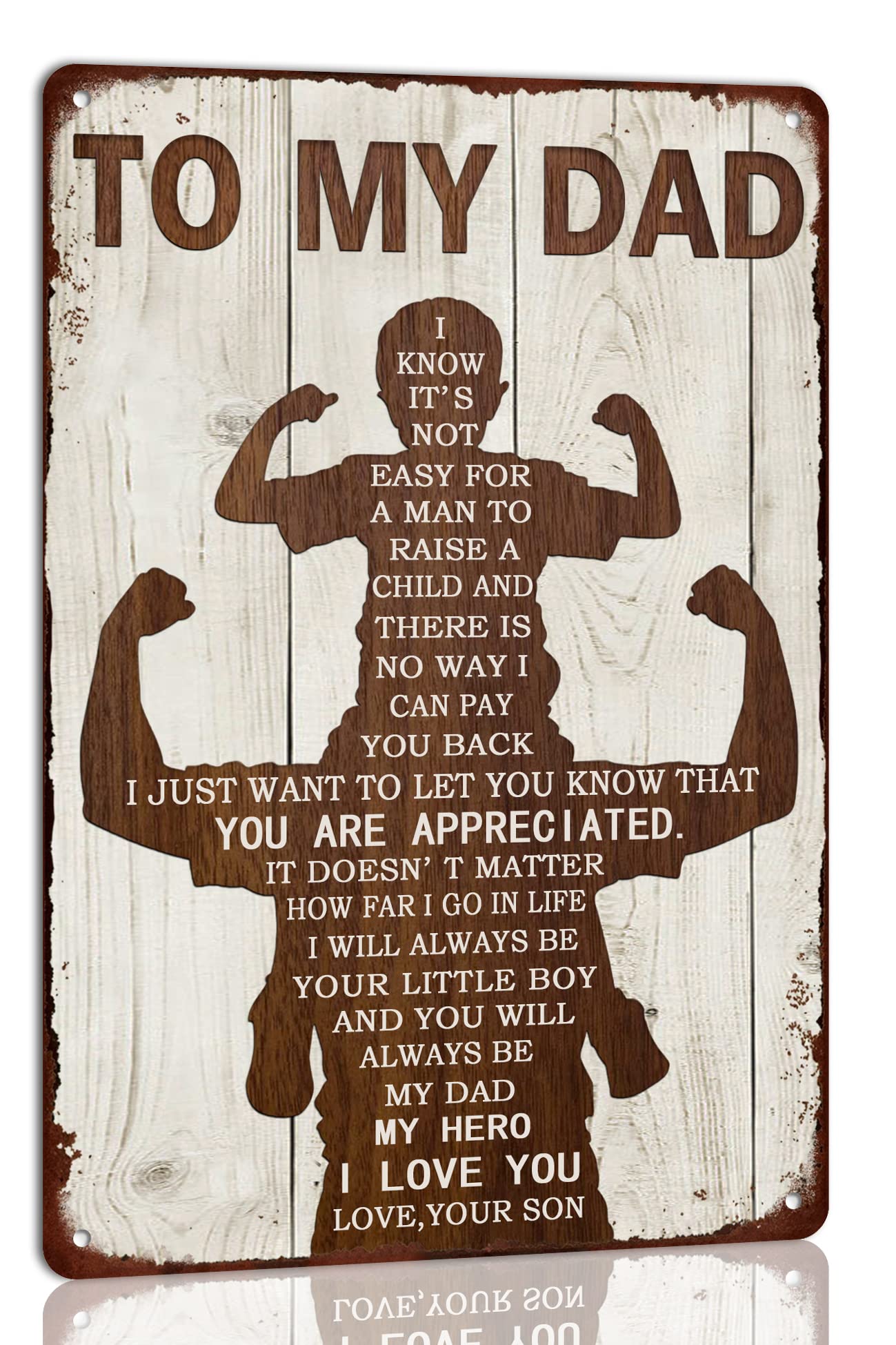 To My Dad Metal Sign Father's Day Tin Sign Vintage Home Wall Decor Signs Birthday Gift For Dad From Son 12x8 inch