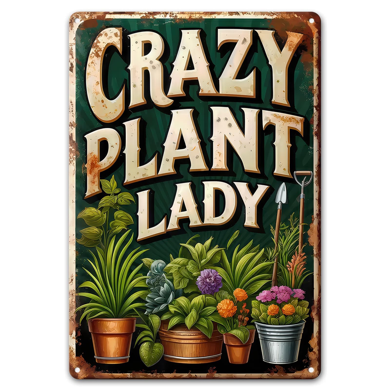 Gardening Gifts Vintage Garden Mental Tin Signs Cactus Plant Flower Printing for Home Yard Greenhouse Outdoor Decoration (8x12 Inch)