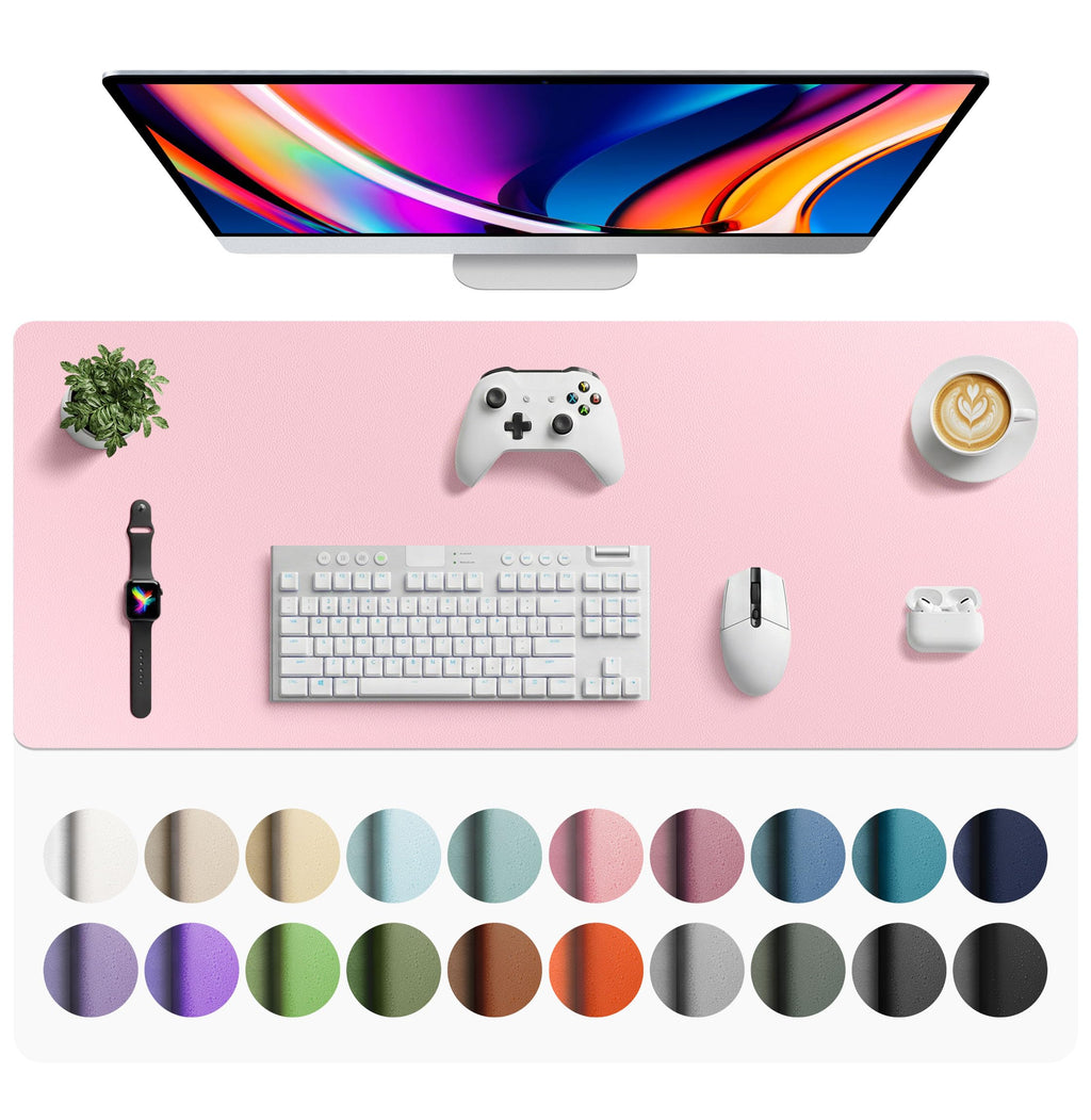 Aothia Non-Slip Waterproof PU Leather Desk Pad Protector for Mouse, Writing Desk, Office, Home, Laptop Blotter, 23.6" x 13.7", Black