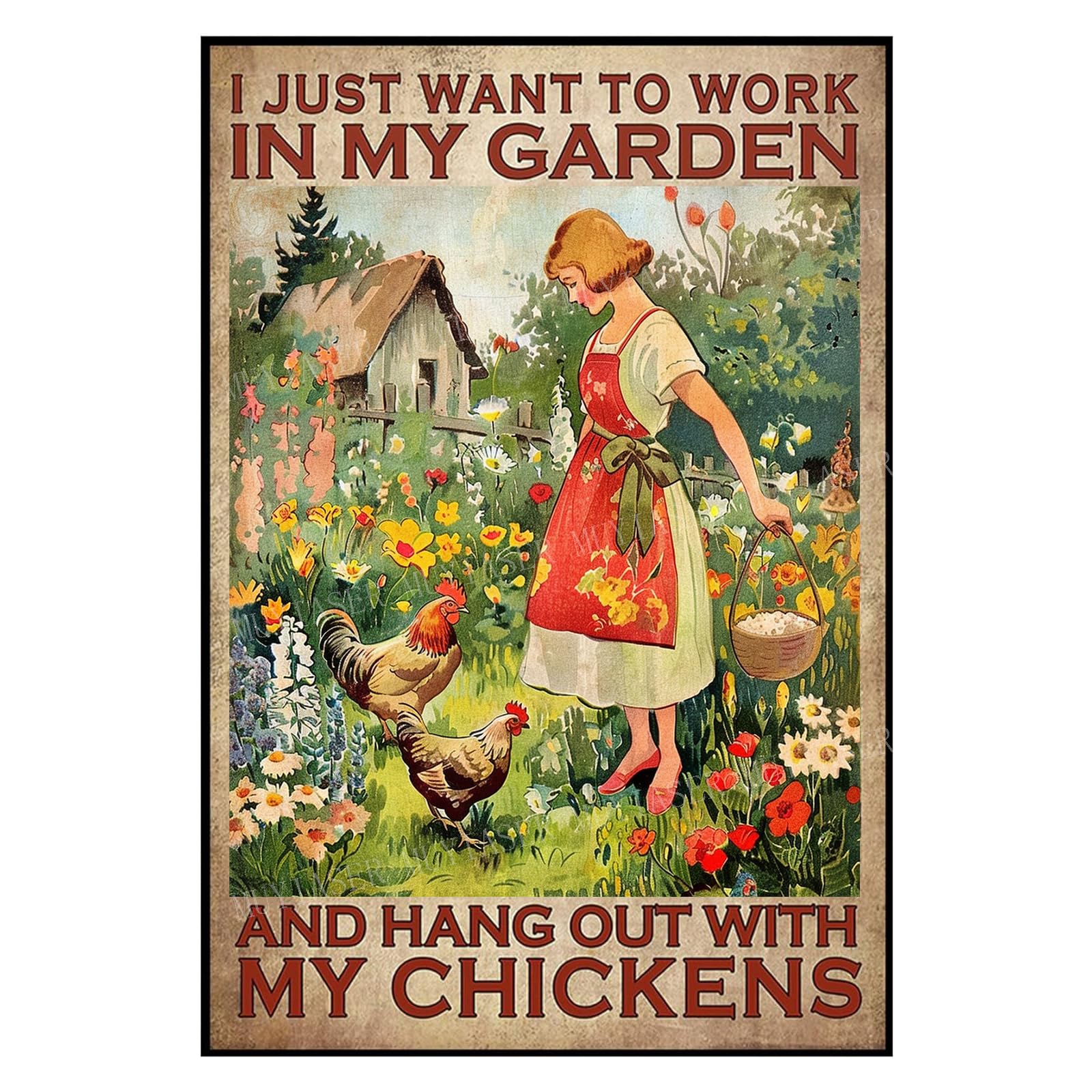 Metal Sign Easily Distracted By Cats & Garden Vintage Retro Aluminum Tin Sign for Garden, Kitchen, Office, Home, Bar, Cafe Decor 8x12 Inch