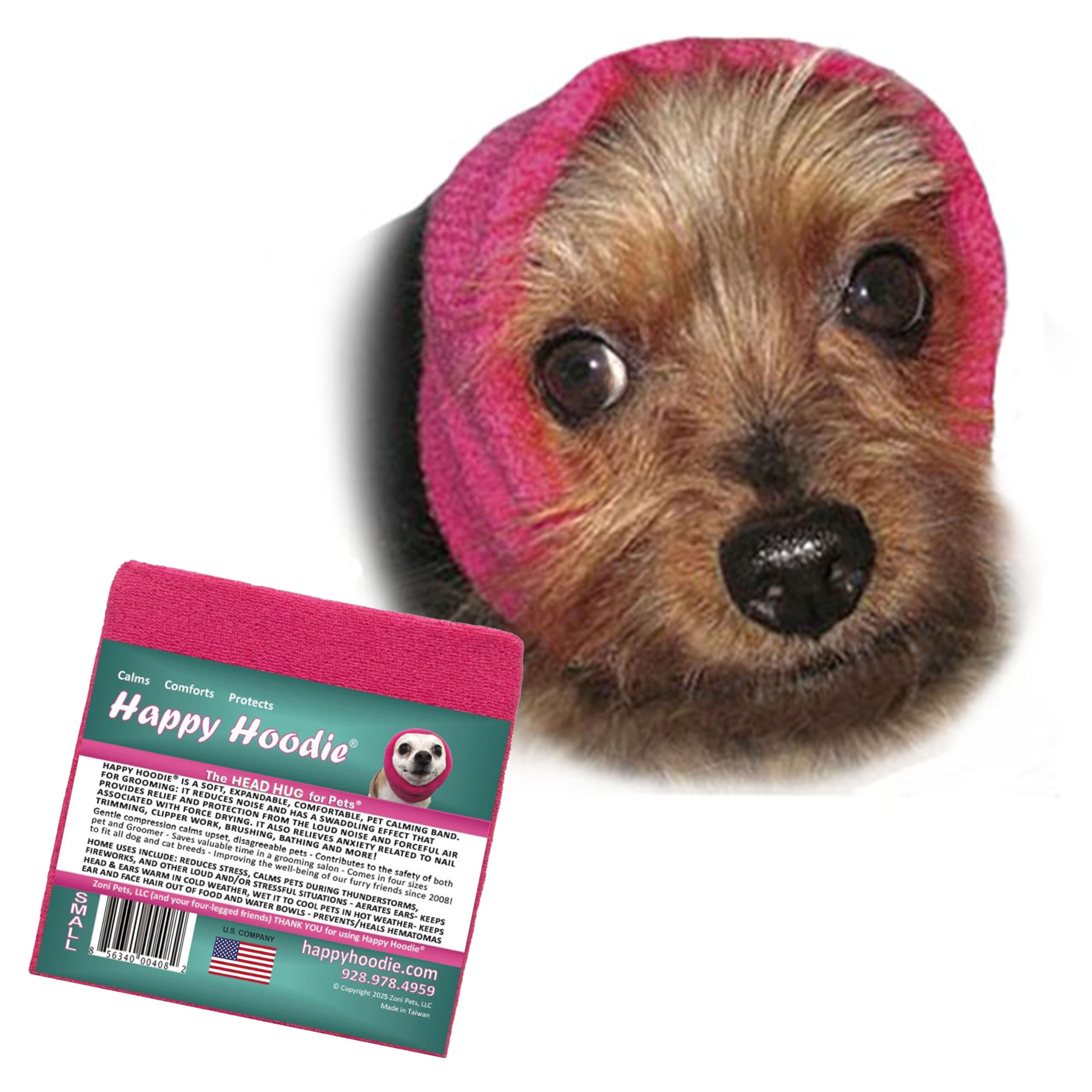 Happy Hoodie The Original Dog & Cat Calming Band - American Brand - Anxiety Relief/Noise Protection-Grooming-Thunder-Fireworks (Large, Blue) - Since 2008