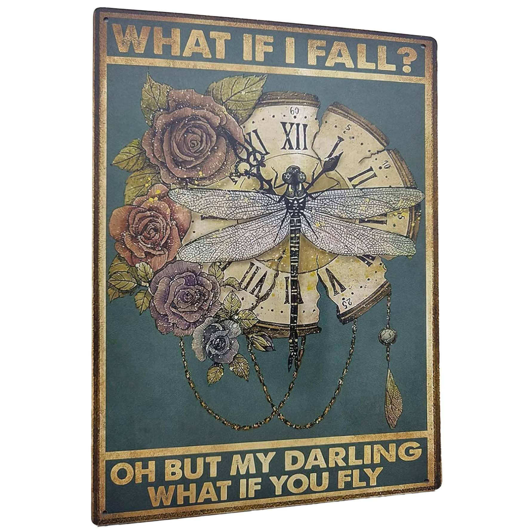 Vintage Metal Tin Sign Funny Sarcastic Party Wall Art Decor Signs Metal Posters for Room Wall Decor - What If You Fly 8 X 12 Inches