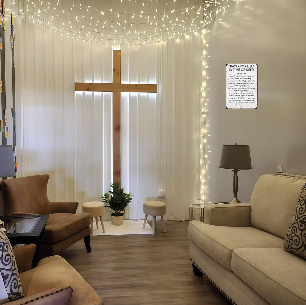 Funnysign Christian Gifts Prayer for Help In Time of Need Religious Tin sign for Home Church Prayer Room Office Chapel Decor 8x12 Inch(3986)