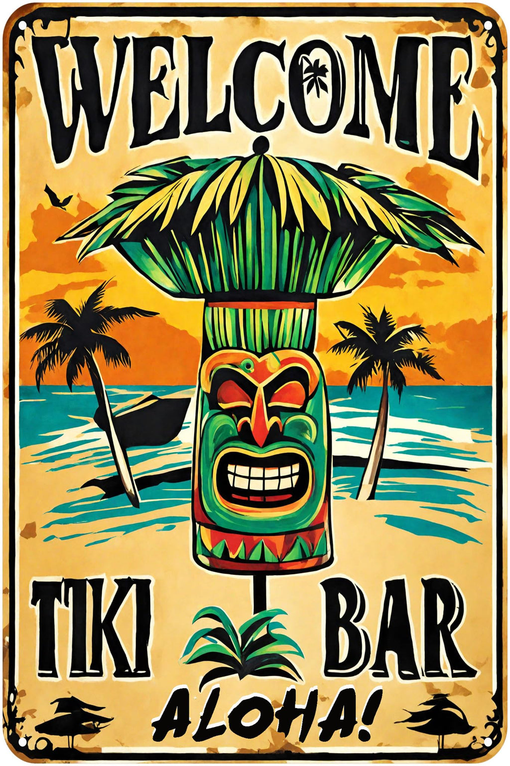 Creative Metal Sign 8x12 Inches Beach Bar Tin Metal Sign Personalized Sign Great Gift for Friend Backyard Oasis Bar Outdoor Patio