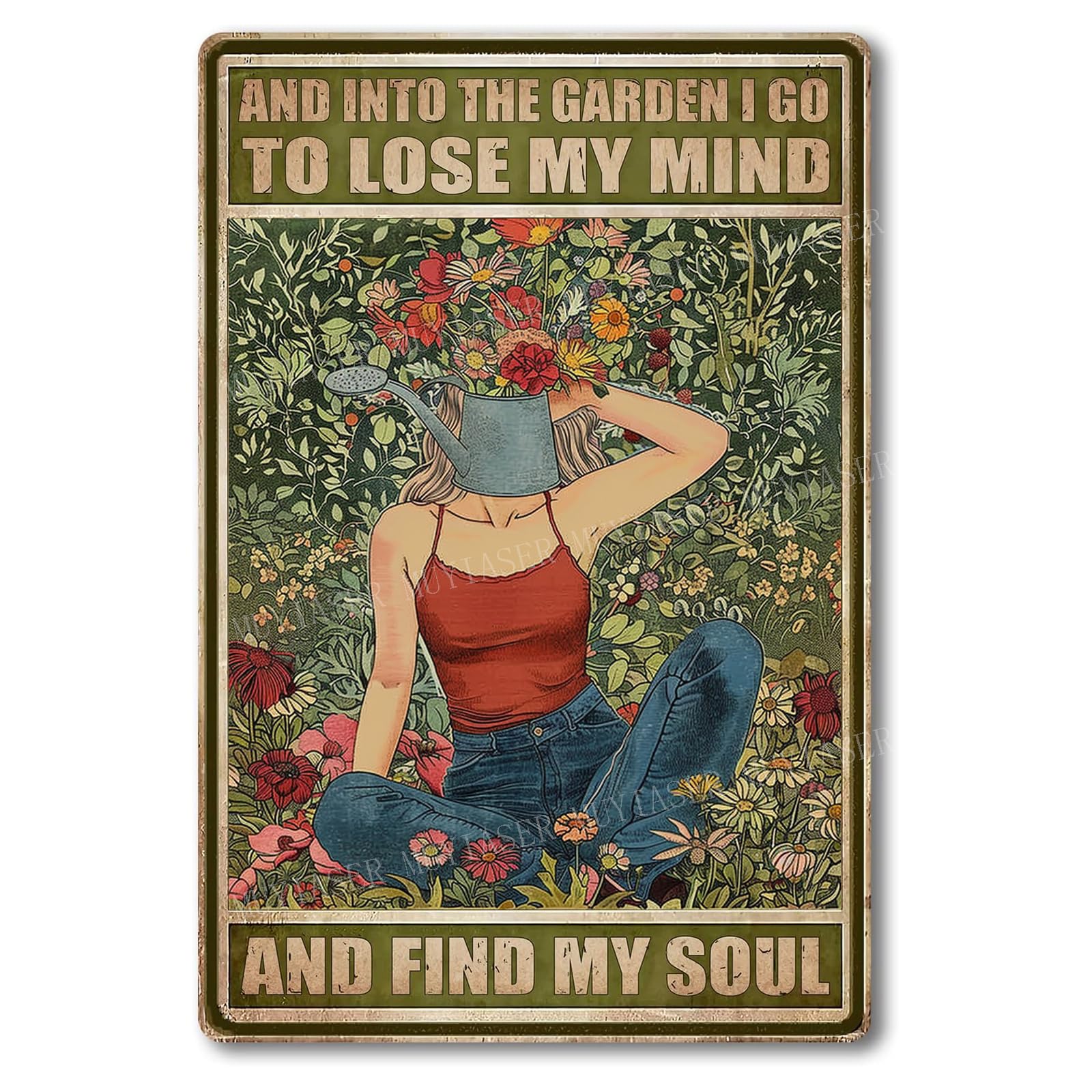 Metal Sign Easily Distracted By Cats & Garden Vintage Retro Aluminum Tin Sign for Garden, Kitchen, Office, Home, Bar, Cafe Decor 8x12 Inch