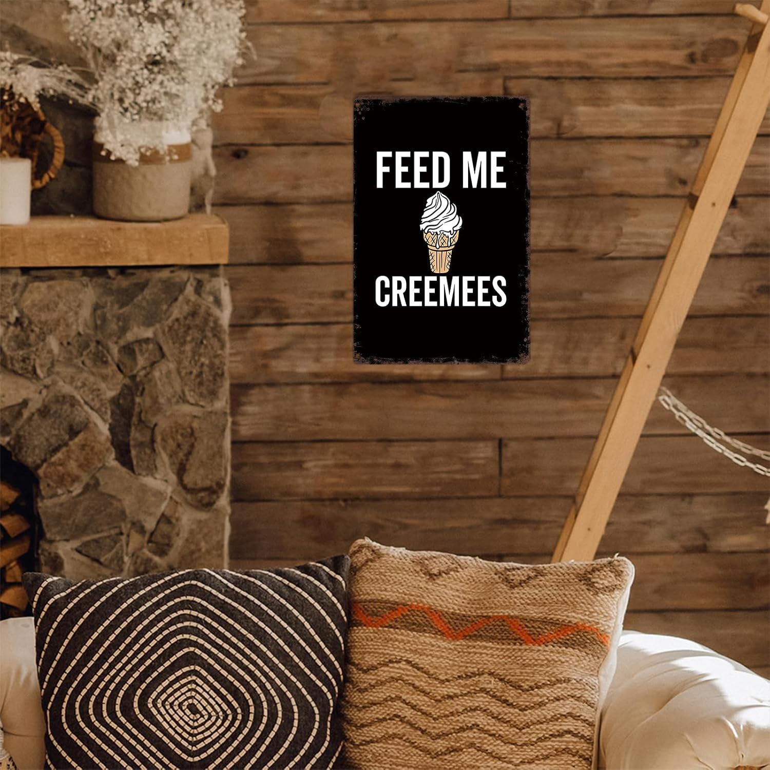 Vintage Metal Sign Feed Me Creemees Poster Retro Tin Signs Funny Aluminum Sign For Man Cave, Garage, Living Roome, Cafe And Pub Decoration 8 X 12 Inch