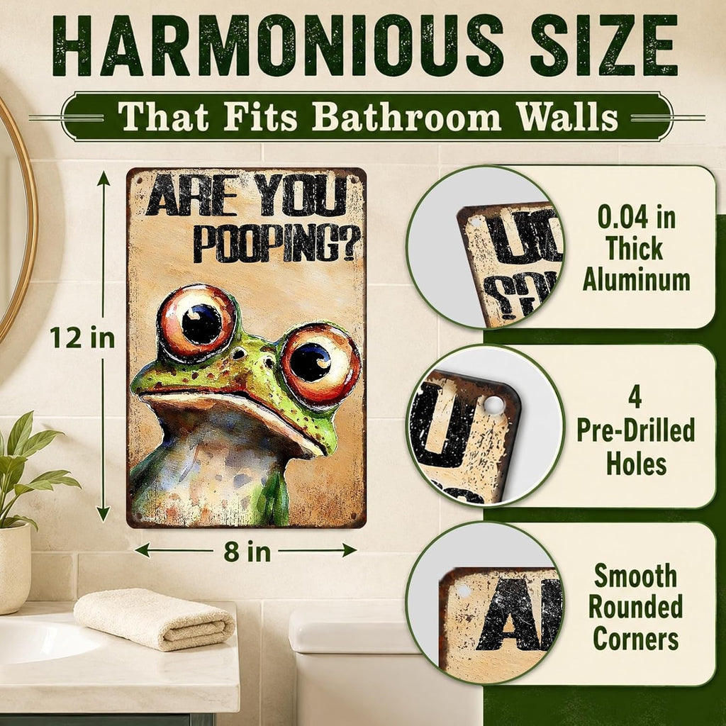 Are You Pooping Frog Sign Funny Bathroom Decor Metal Wall Art For Toilet Restroom Washroom 8x12 Inch