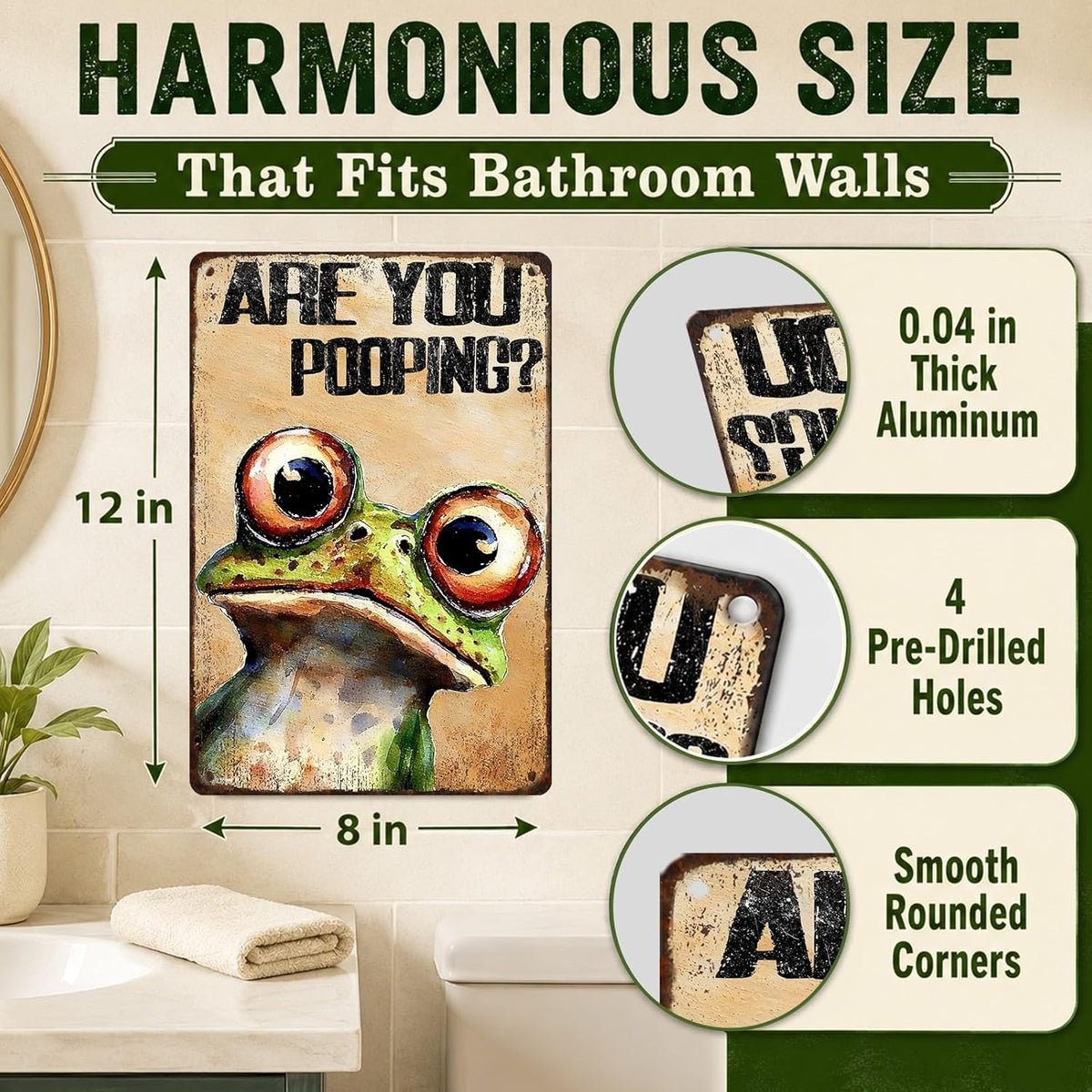 Are You Pooping Frog Sign Funny Bathroom Decor Metal Wall Art For Toilet Restroom Washroom 8x12 Inch