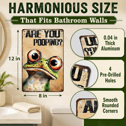 Are You Pooping Frog Sign Funny Bathroom Decor Metal Wall Art For Toilet Restroom Washroom 8x12 Inch