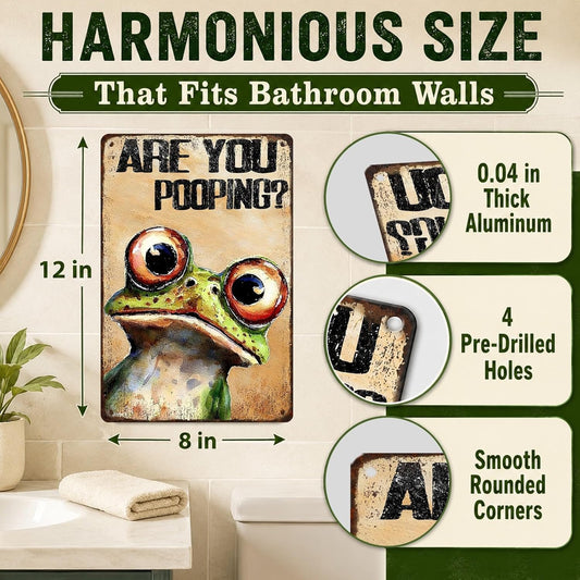 Are You Pooping Frog Sign Funny Bathroom Decor Metal Wall Art For Toilet Restroom Washroom 8x12 Inch