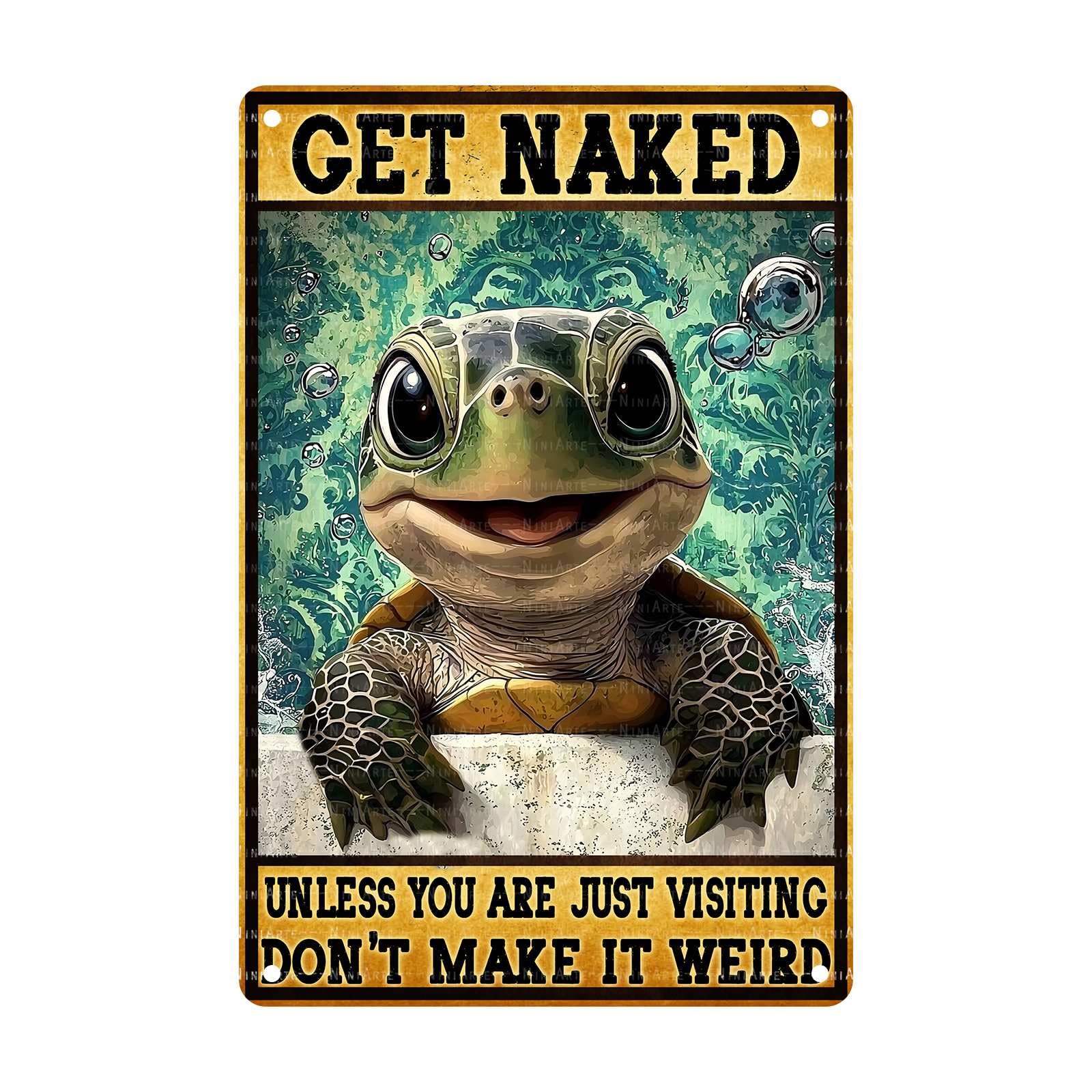 Funny Turtle Bathroom Vintage Tin Sign Turtle Metal Sign Beach Bathroom Wall Decor 8X12Inch