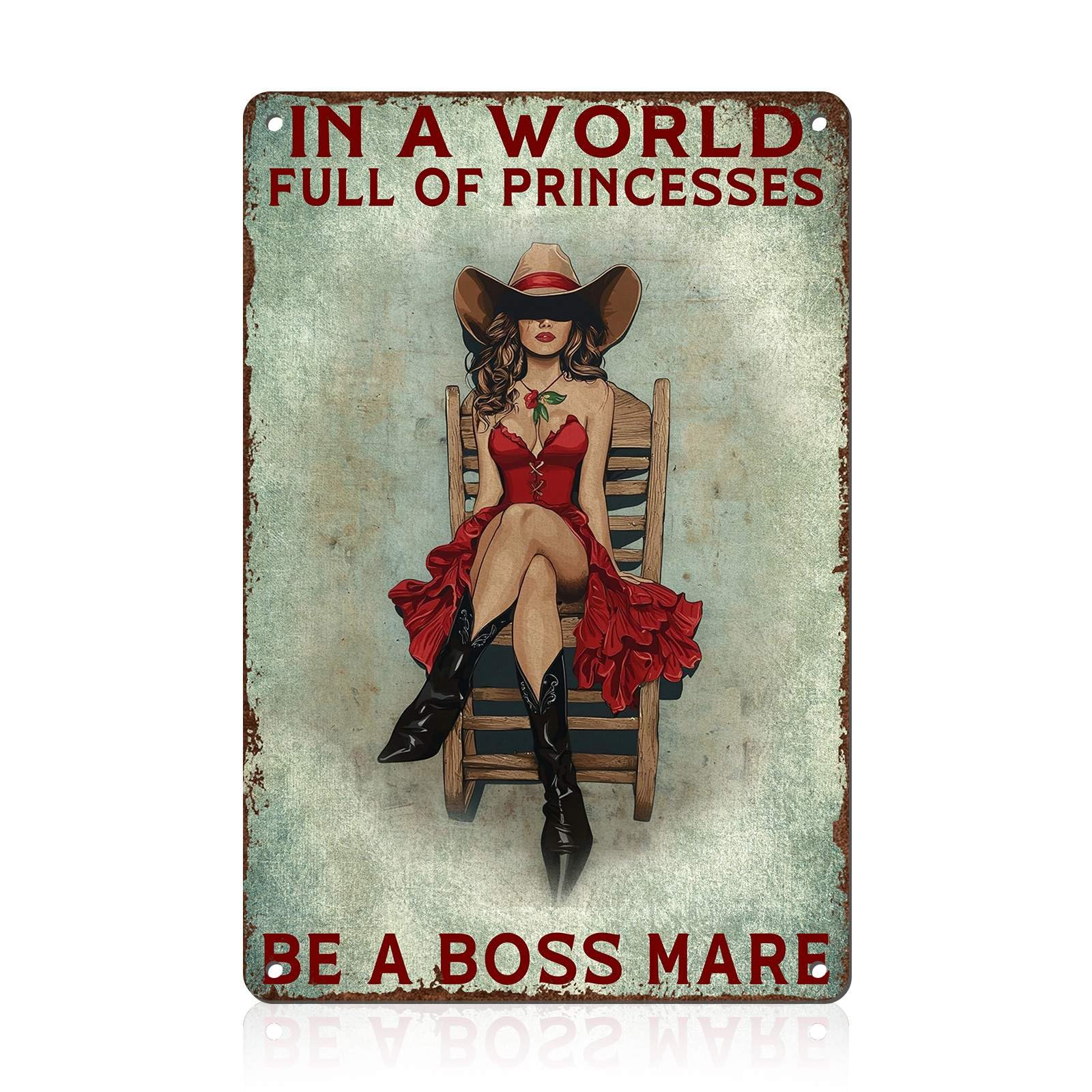Western Wanted Tin Sign Vintage Metal Poster Rustic Wall Decor Cowgirl Pin Up Art Retro Iron Painting 8x12inch