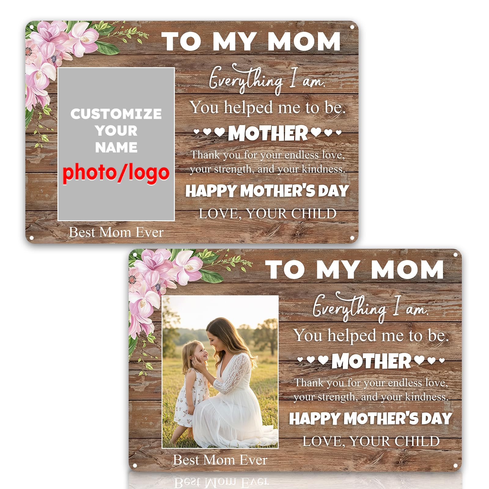 Custom Metal Tin Sign with Your Own Photo, Text, Logo, Rustproof Personalized Wall Art for Home, Office, Wedding, Christmas, Birthdays, 8x12 Inch