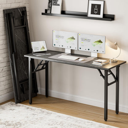 Frylr Small Folding Computer Desk – Portable 35.8 Inch Foldable Laptop Table, No-Assembly, Collapsible and Compact for Easy Storage, Lightweight for Small Spaces, Craft and Study Use, Dark Walnut