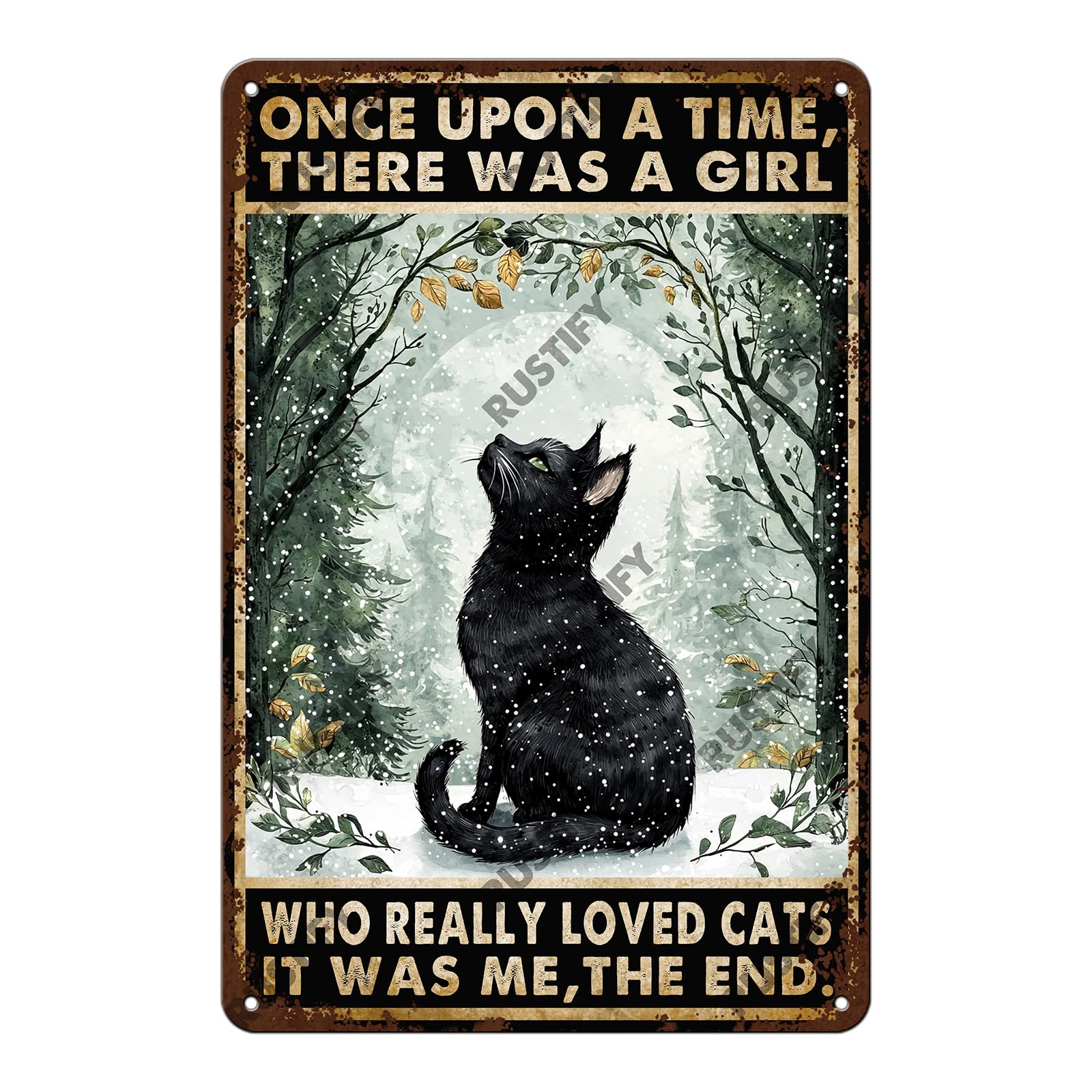 Cat Metal Tin Sign Vintage Retro Style Aluminum Sign Wall Art Decor 12x8 Inch