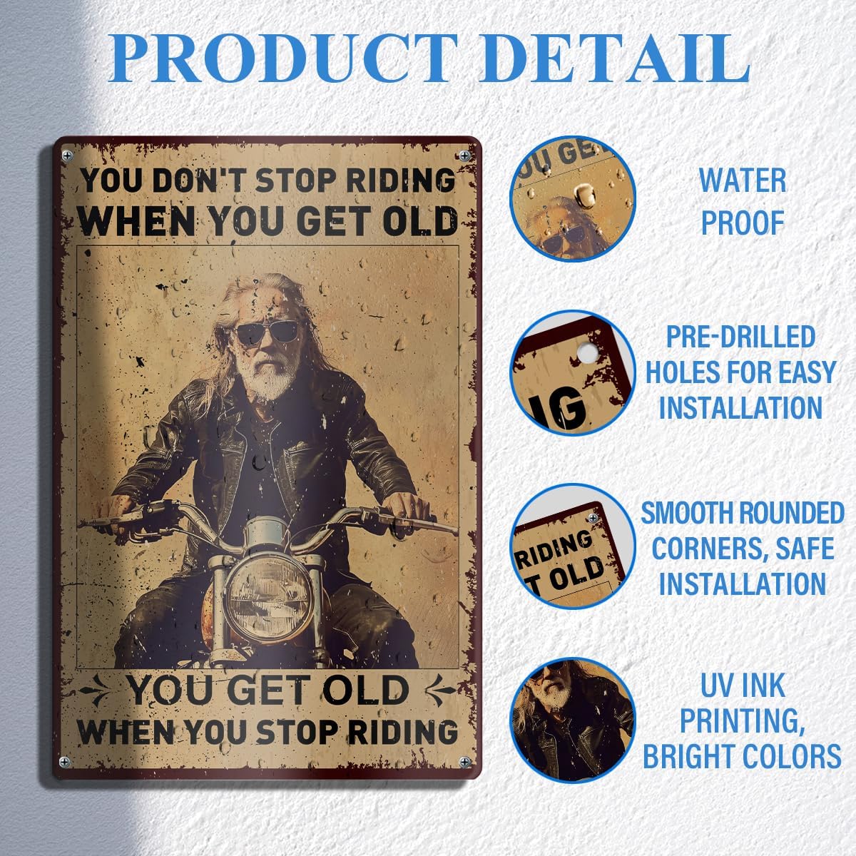 Funny Motorcycle Garage Wall Sign, Motorcycle Wall Decor for Home Bike Garage Shop Man Cave Room Sign Vintage Metal Tin Decoration 8" x 12", Motorcycle Biker Lovers Rider Gift