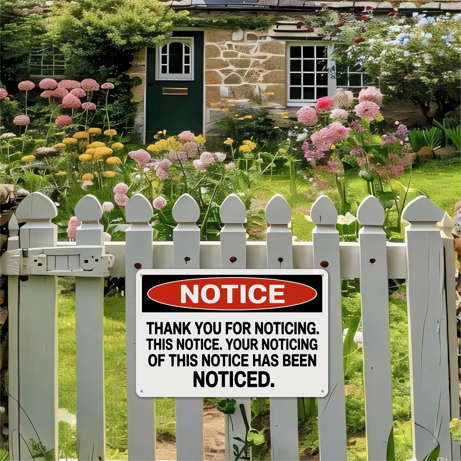 Notice Thank You Tin Sign Vintage Funny Notice Metal Sign Print Aesthetic for Garden Yard Bar Porch Home Bedroom Kitchen Wall Decor Gift 8 x 12 in