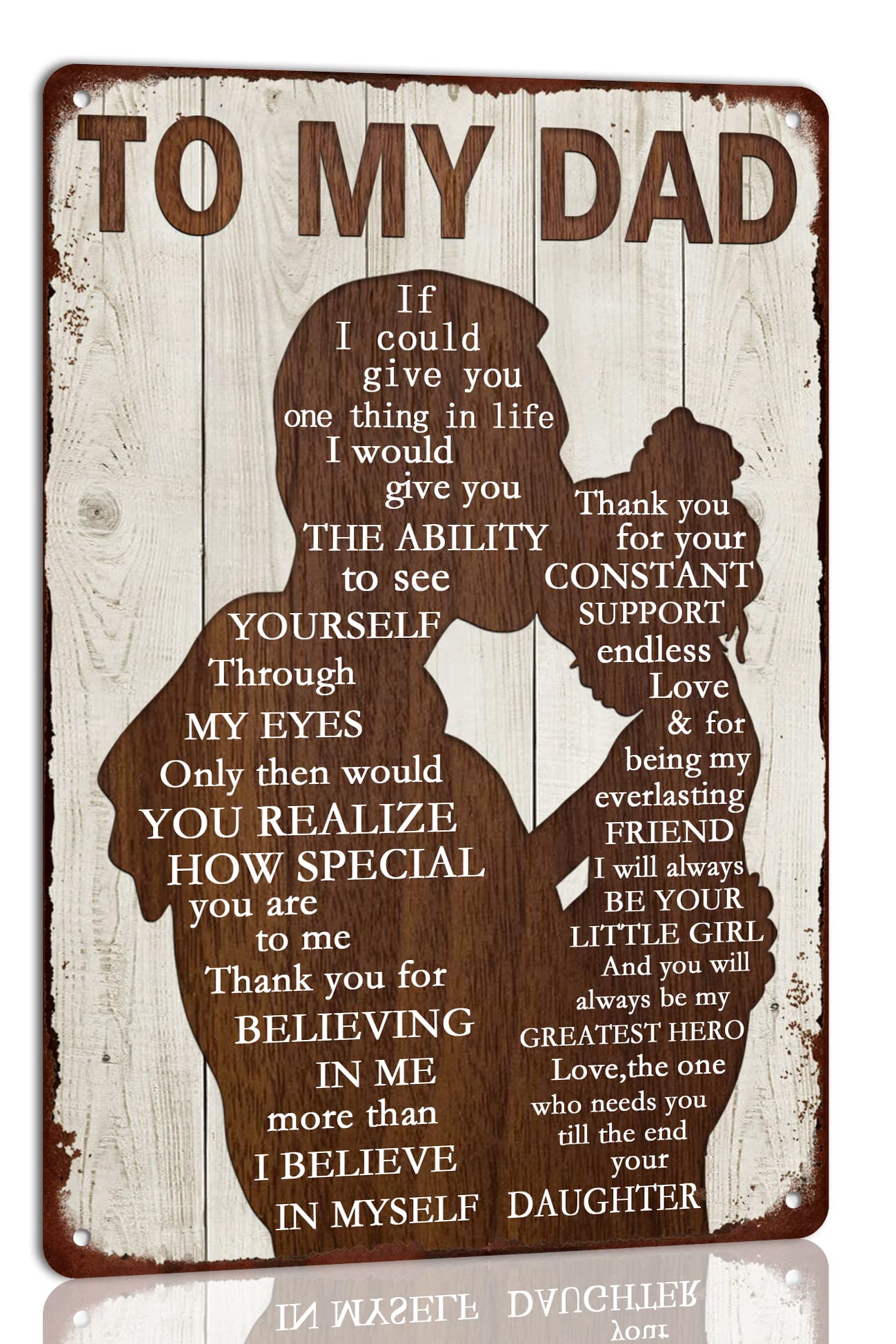To My Dad Metal Sign Father's Day Tin Sign Vintage Home Wall Decor Signs Birthday Gift For Dad From Son For Man Cave 8x12 Inch