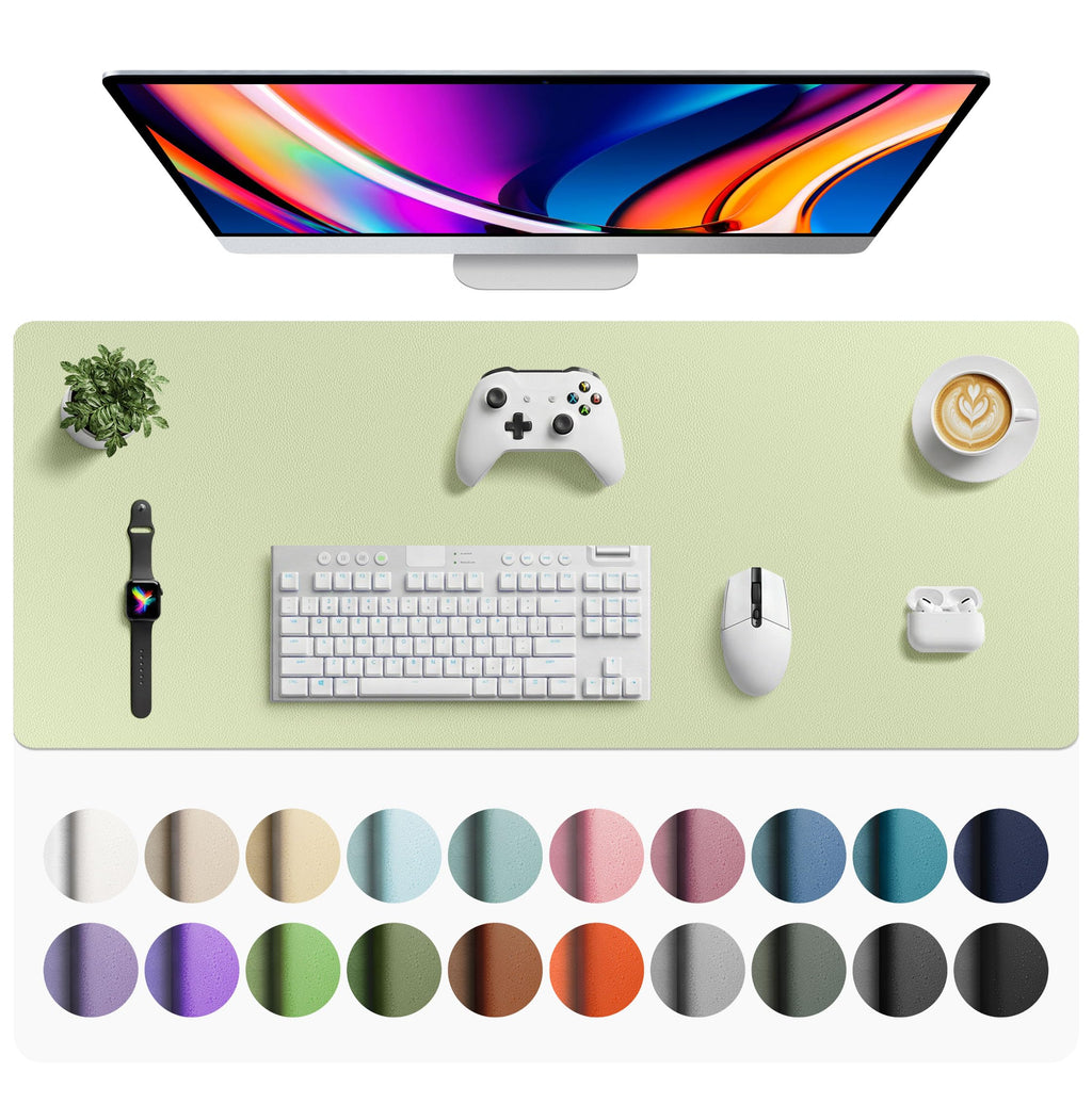 Aothia Non-Slip Waterproof PU Leather Desk Pad Protector for Mouse, Writing Desk, Office, Home, Laptop Blotter, 23.6" x 13.7", Black