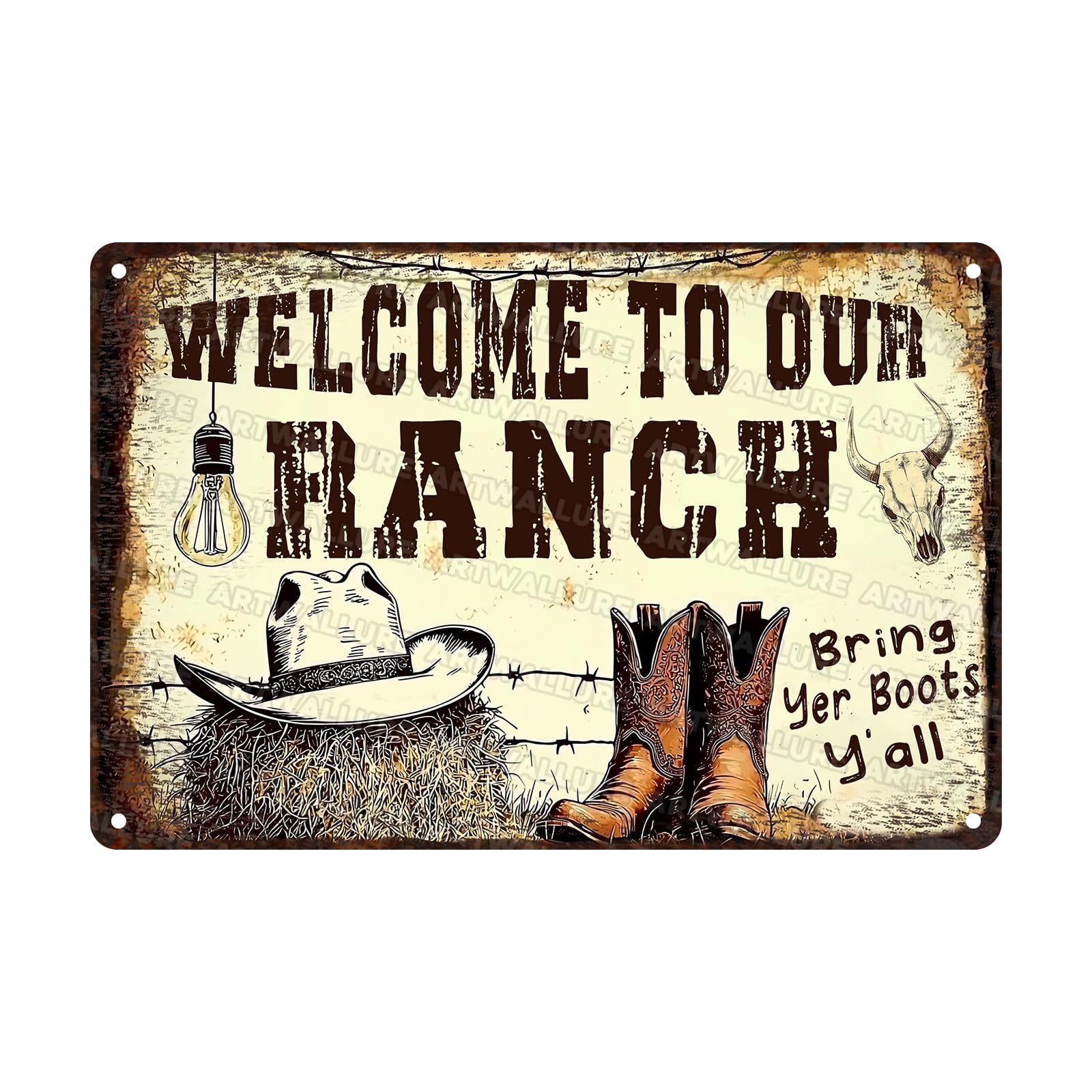 Retro Cowgirl Tin Sign Metal Wall Art Rustic Western Home Decor Wanted Theme 8x12inch