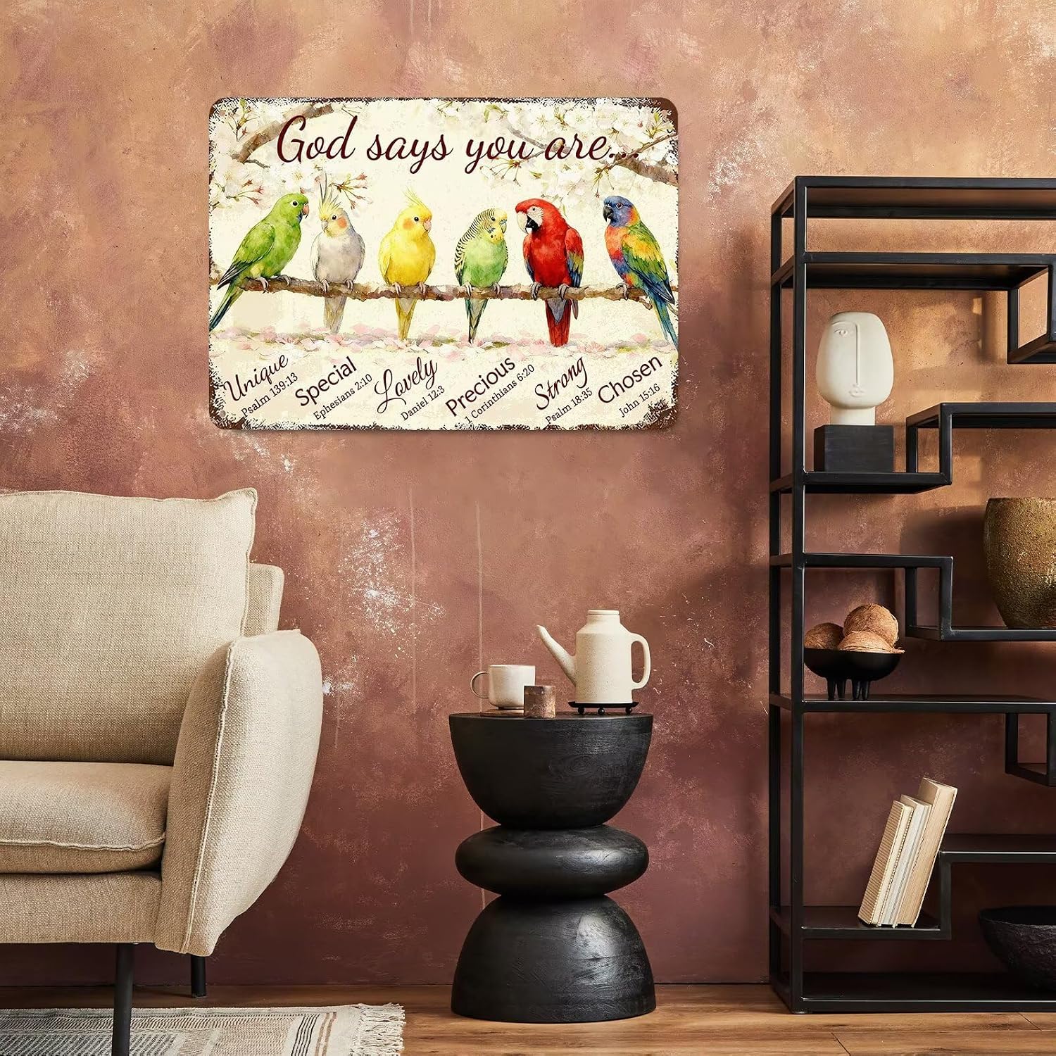 Inspirational Bible Verse Sign God Says You Are Metal Tin Signs Bird Print Christian Gift Quotes Poster for Church Prayer Room Office Decor 8x12 Inch