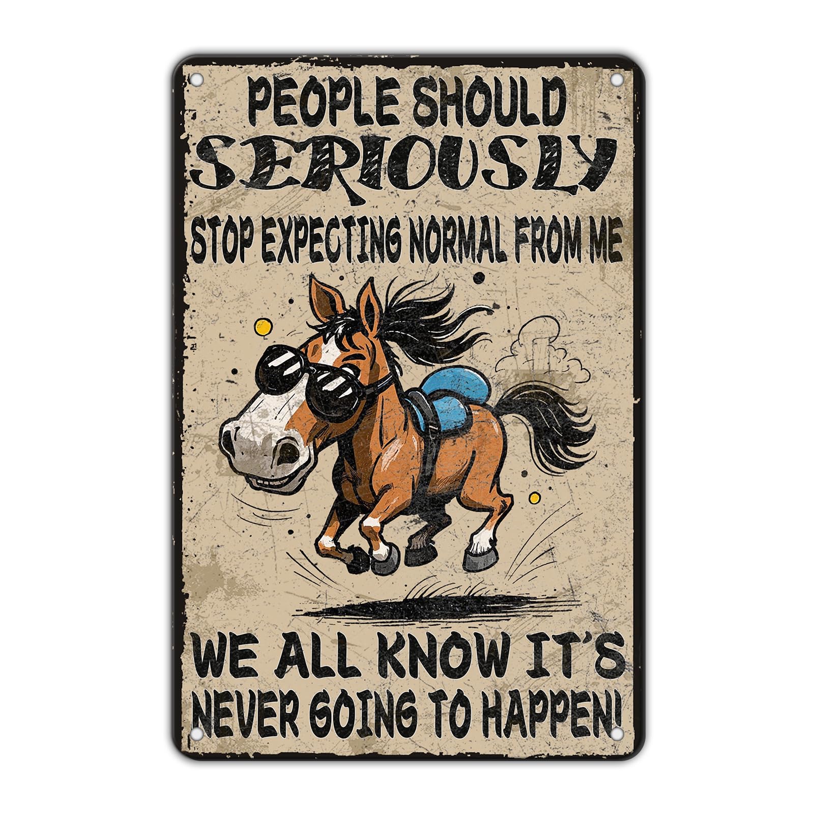 Funny Don'T Expect Me Normal Metal Tin Sign 12x8 Inch Horse Tin Sign Don'T Expect Me Normal Horse Poster Home Kitchen Garden Bar Restaurant Coffee Are Wall Decor