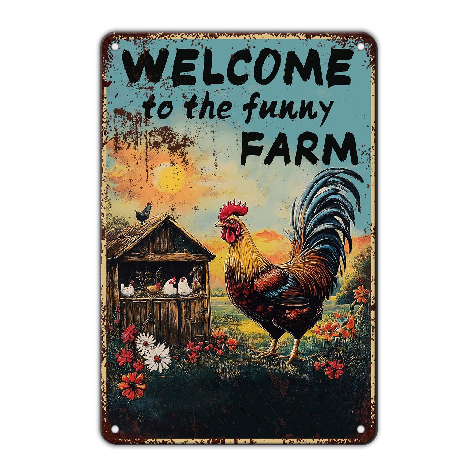 Chicken Metal Signs Rooster Kitchen Wall Decor Today I Will Pry More Worry Less Tin Sign 12x8 Inch Funny Chicken Coop Accessories Rooster Home Farm Yard Garden Decor