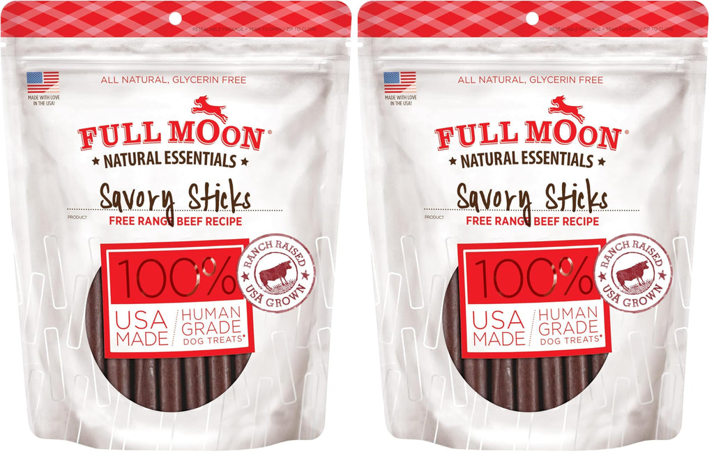 Full Moon All Natural Human Grade Dog Treats, Essential Beef Savory Sticks, 22 Ounce, 1.375 Pound (Pack of 1)