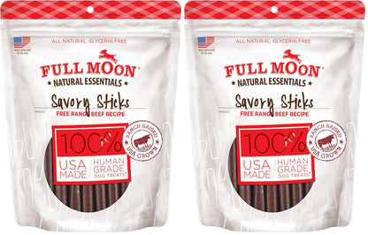 Full Moon All Natural Human Grade Dog Treats, Essential Beef Savory Sticks, 22 Ounce, 1.375 Pound (Pack of 1)