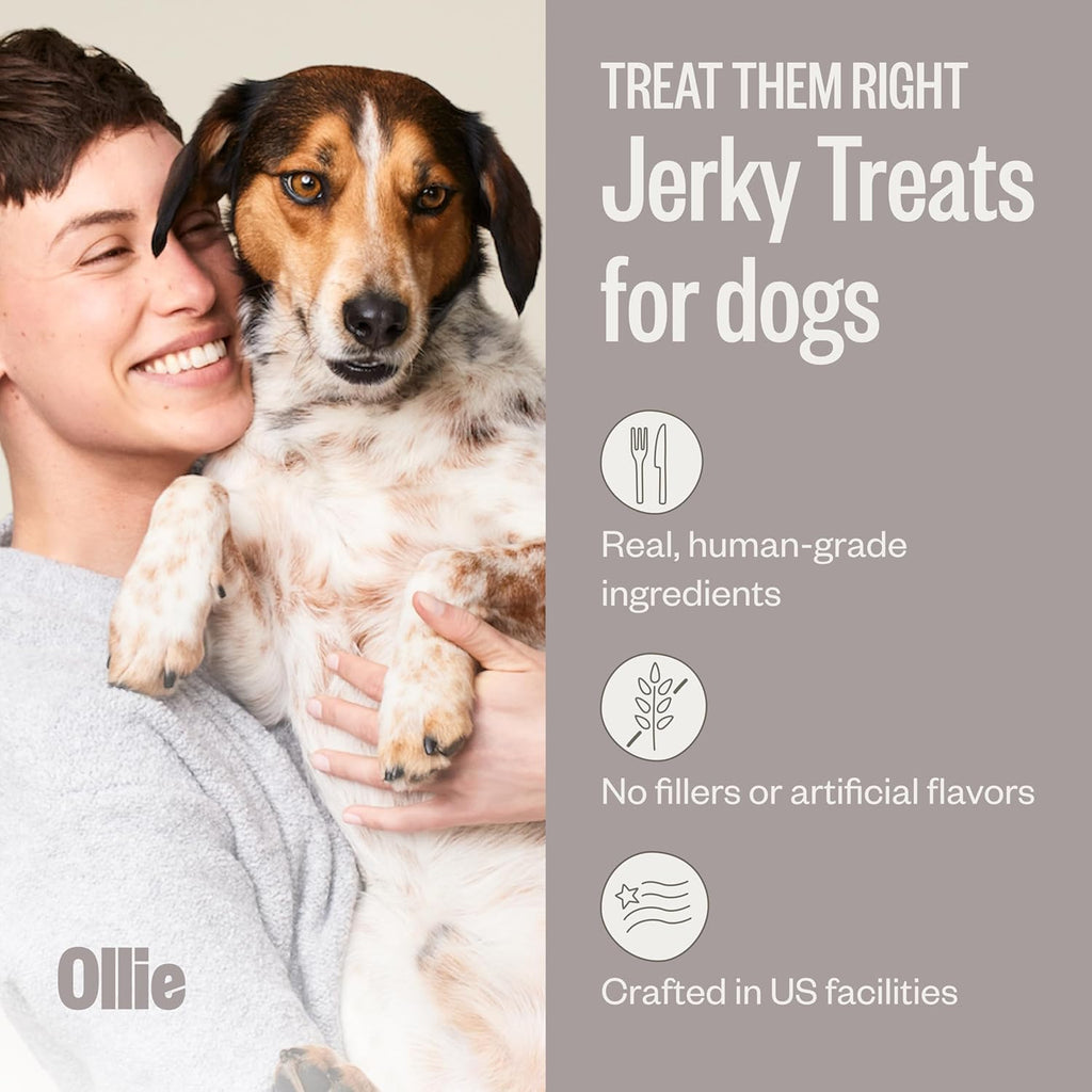 Ollie Jerky Dog Treats Variety Pack, Chicken and Apple and Beef and Sweet Potato Bundle, All Natural, Healthy, Made with Real Meat 5 Oz. Pack of 2