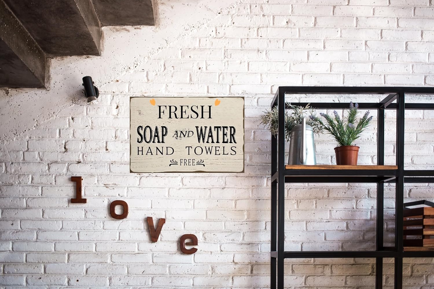 Vintage Bathroom Sign - Vintage Metal Wall Art for Bathroom or Laundry Room, Rustic Tin Decor for Farmhouse, Cafe, Bar, 12x8 Inch