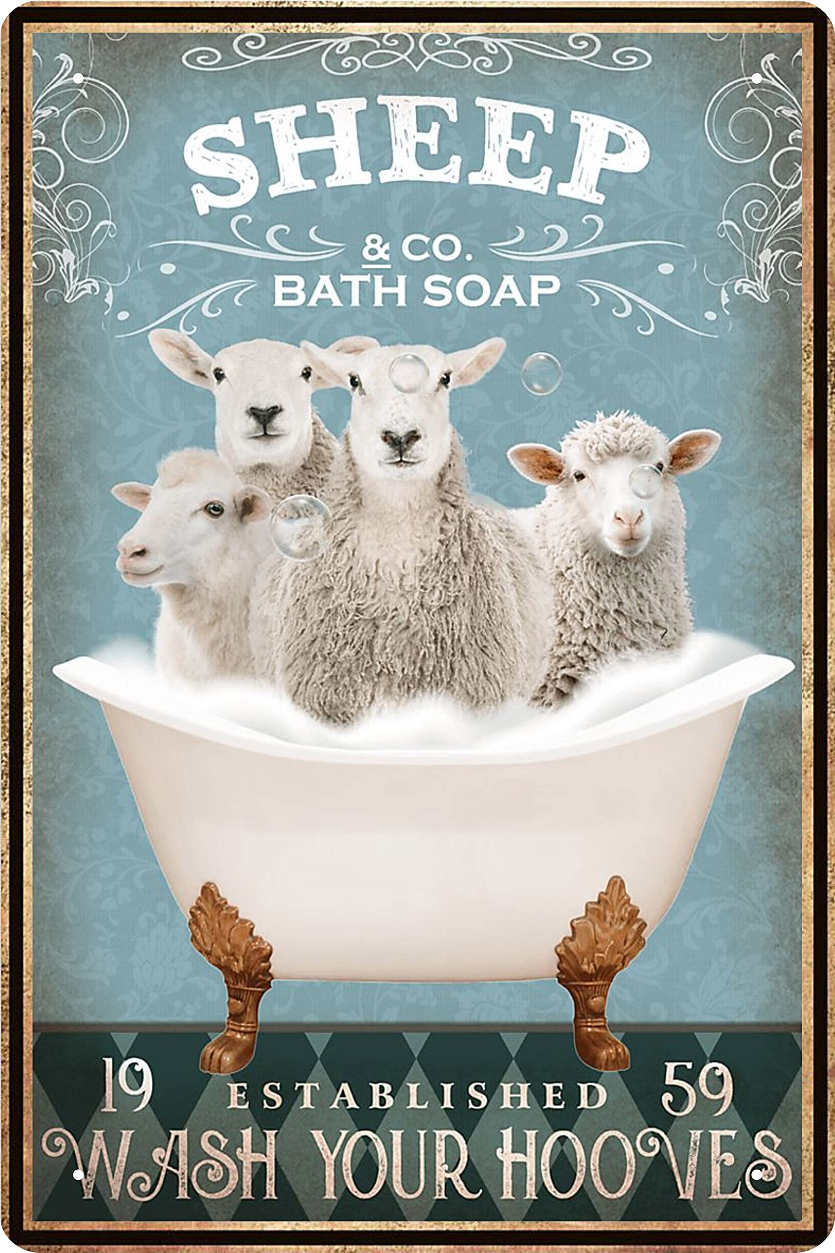 Vintage Metal Pig Bathroom Decor Tin Sign Wall Art Poster Retro Bar Home Decor 8x12 Inch