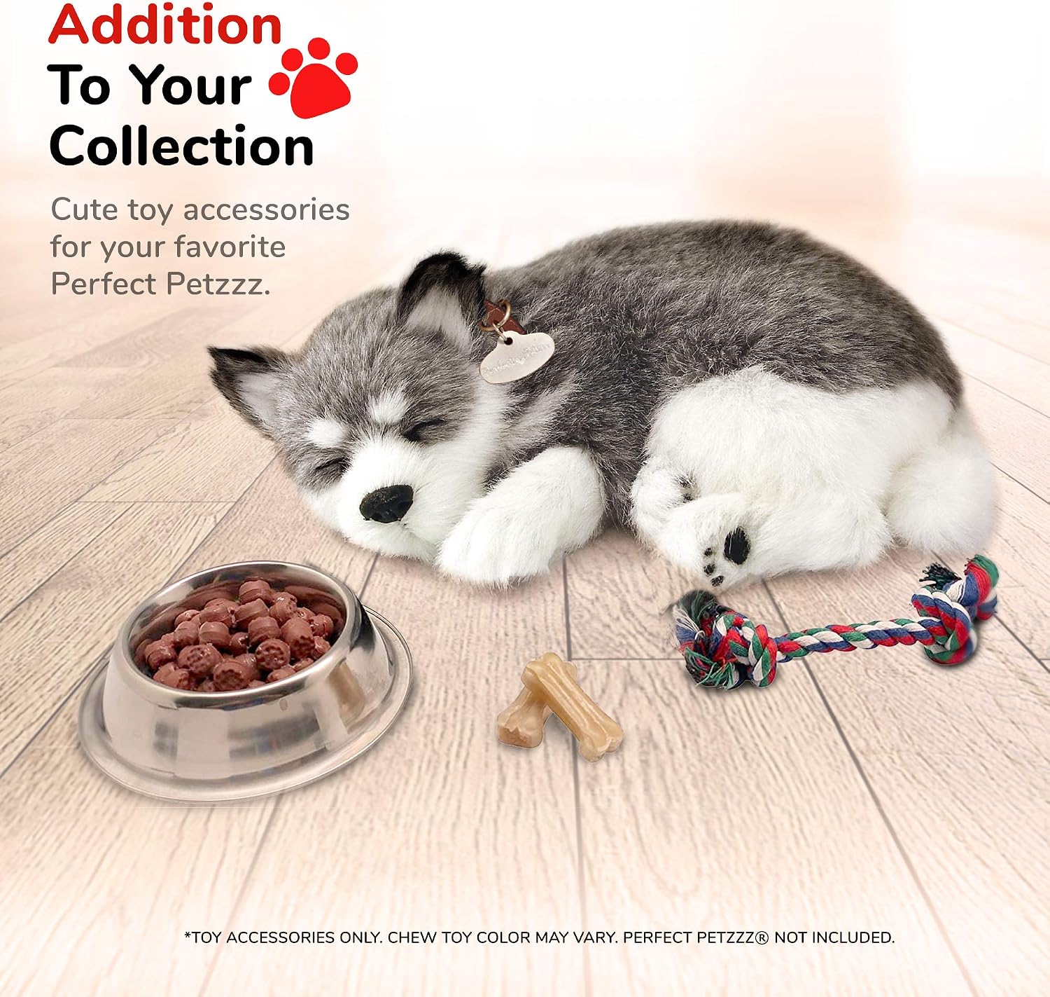 Silver Bowl with Simulated Pet Food, Colorful Chew Toy for Lifelike Stuffed Interactive Pet, Dog Bones for Breathing Pets – Perfect Petzzz