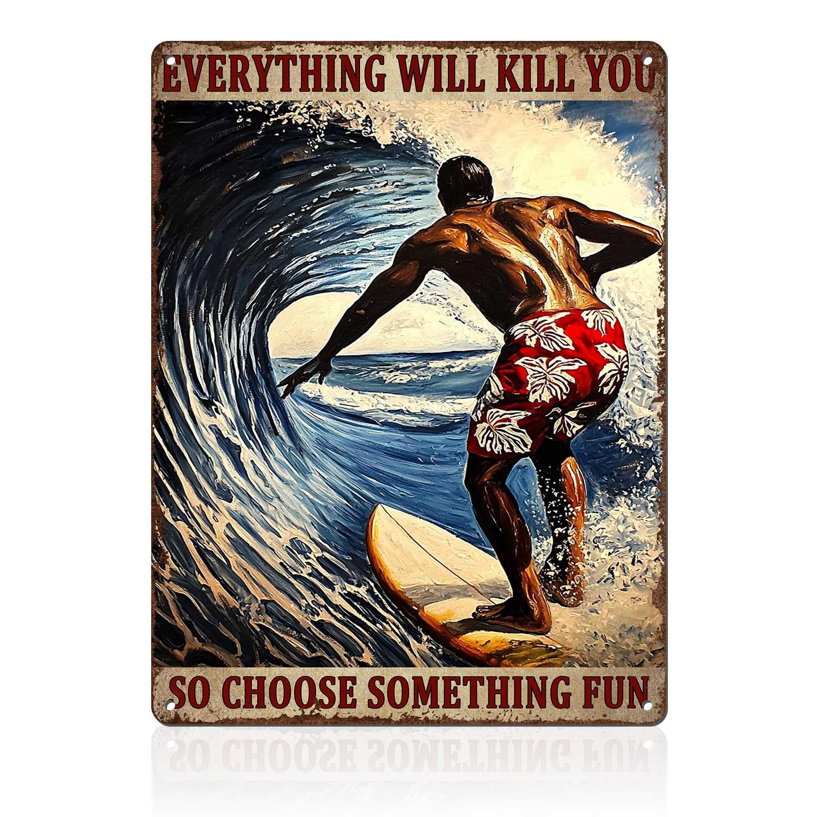 Retro Beach Metal Tin Sign Wall Art Vintage Surf Shack Decor The Beach Is Calling Coastal Home Bar Decor 8x12inch