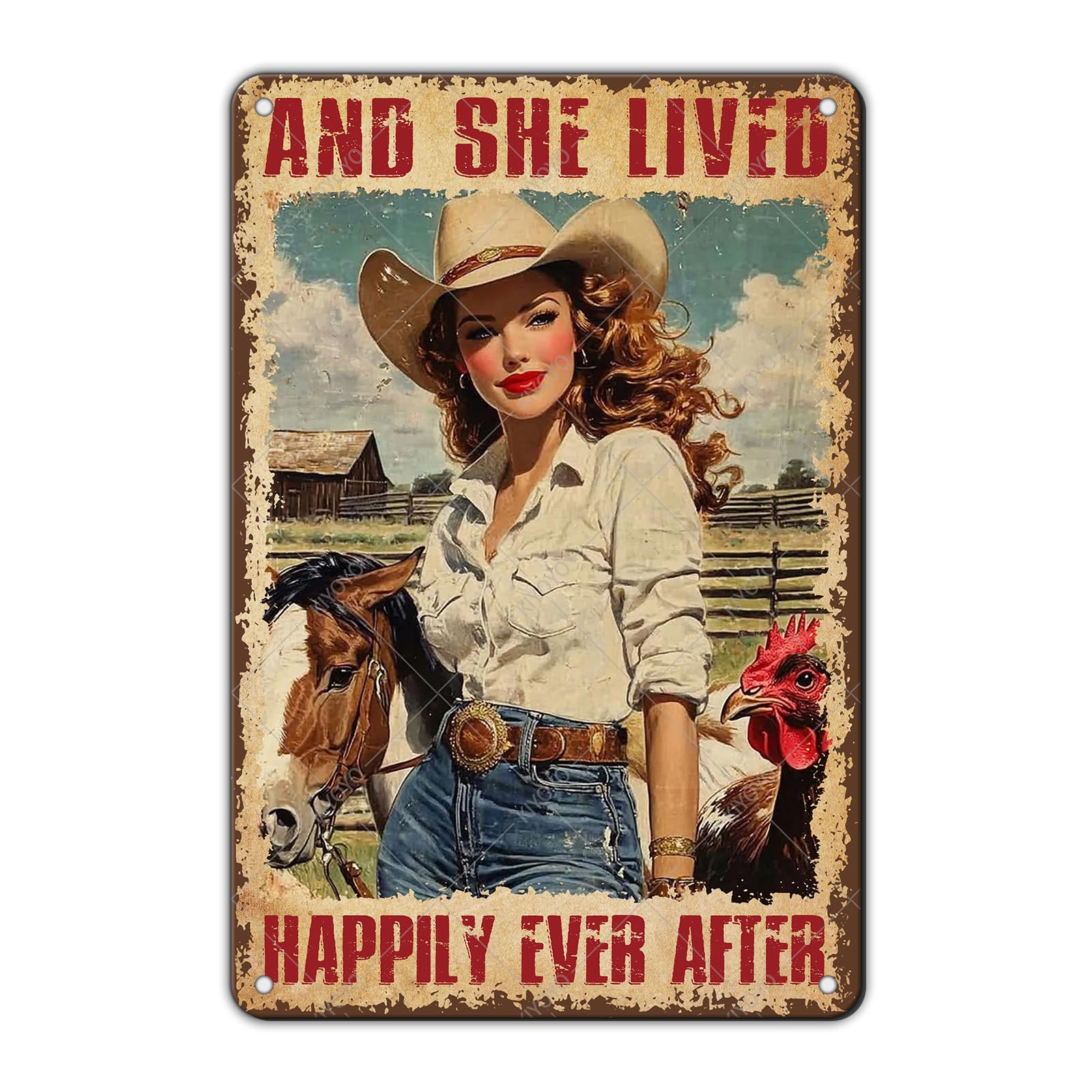 Vintage Metal Tin Sign You Don't Stop Riding When You Get Old Retro Wall Art Decor Woman Riding Horse Under Moon 12x8 Inch