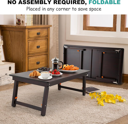 Nnewvante Large Size Floor Desk, Folding Low Coffee Table, No Assembly Required, Adjustable Floor Table for Breakfast Gaming Writing 33.5"x17.7" Black Walnut