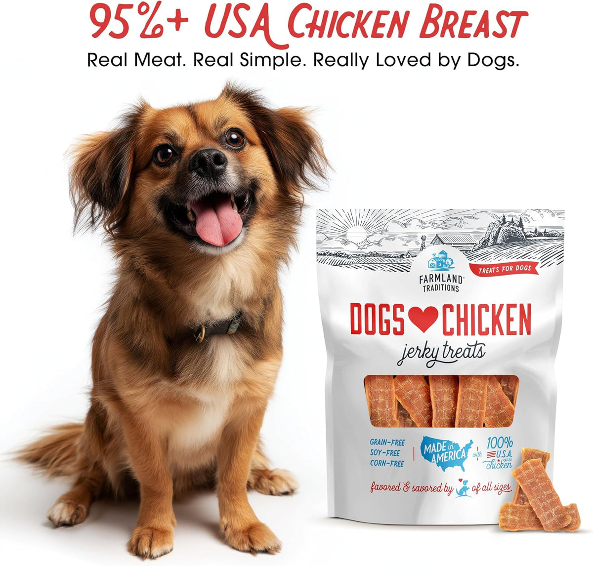 Farmland Traditions Filler Free Dogs Love Chicken Premium Jerky Treats for Dogs, 3 lb. Bag