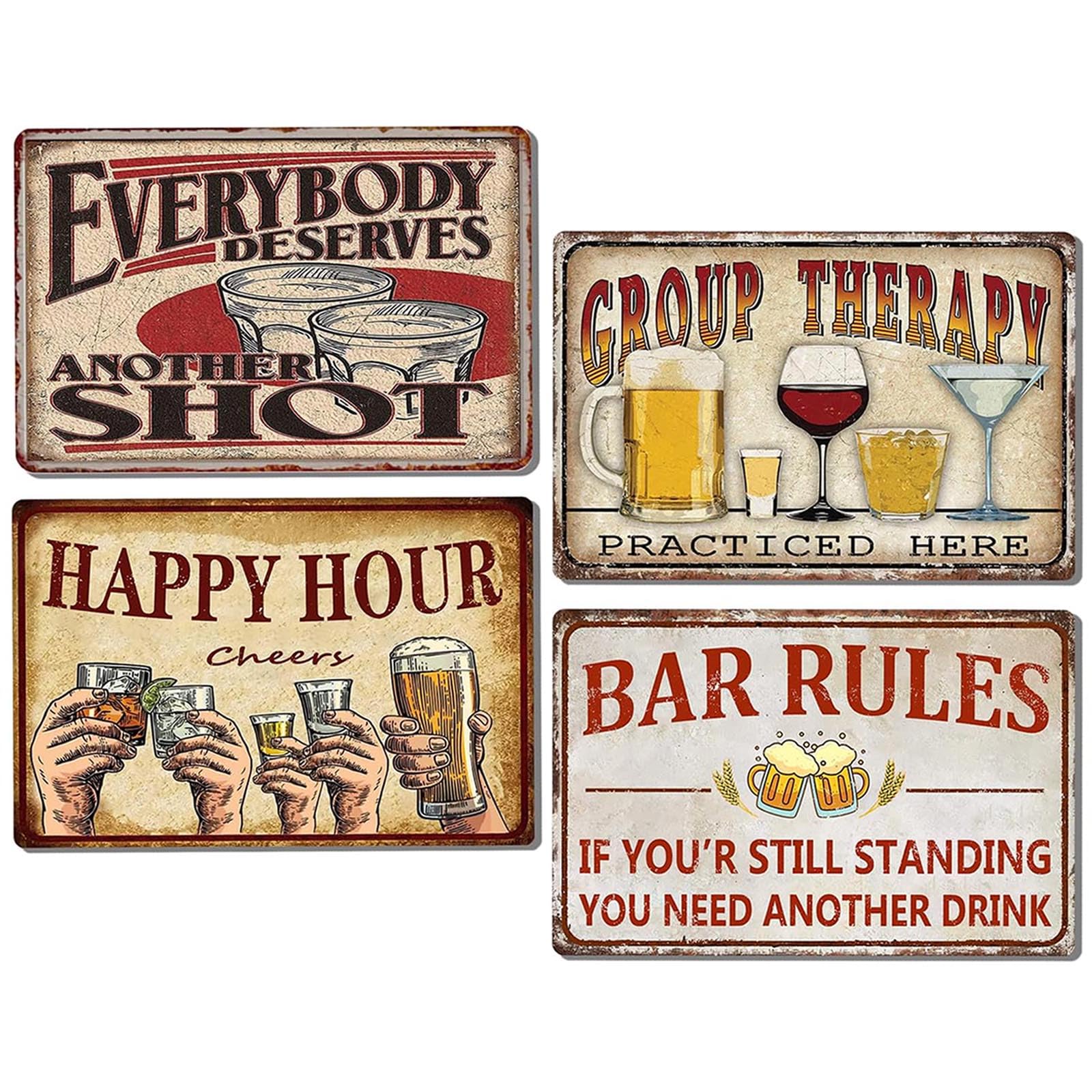 Funny Bar Signs for Home Bar Wall Art - Man Cave Decor Garage Signs for Men - Vintage Bar Metal Tin Signs 10-Piece Set - Basement Pub Wall Decor Gifts 8x12 Inch