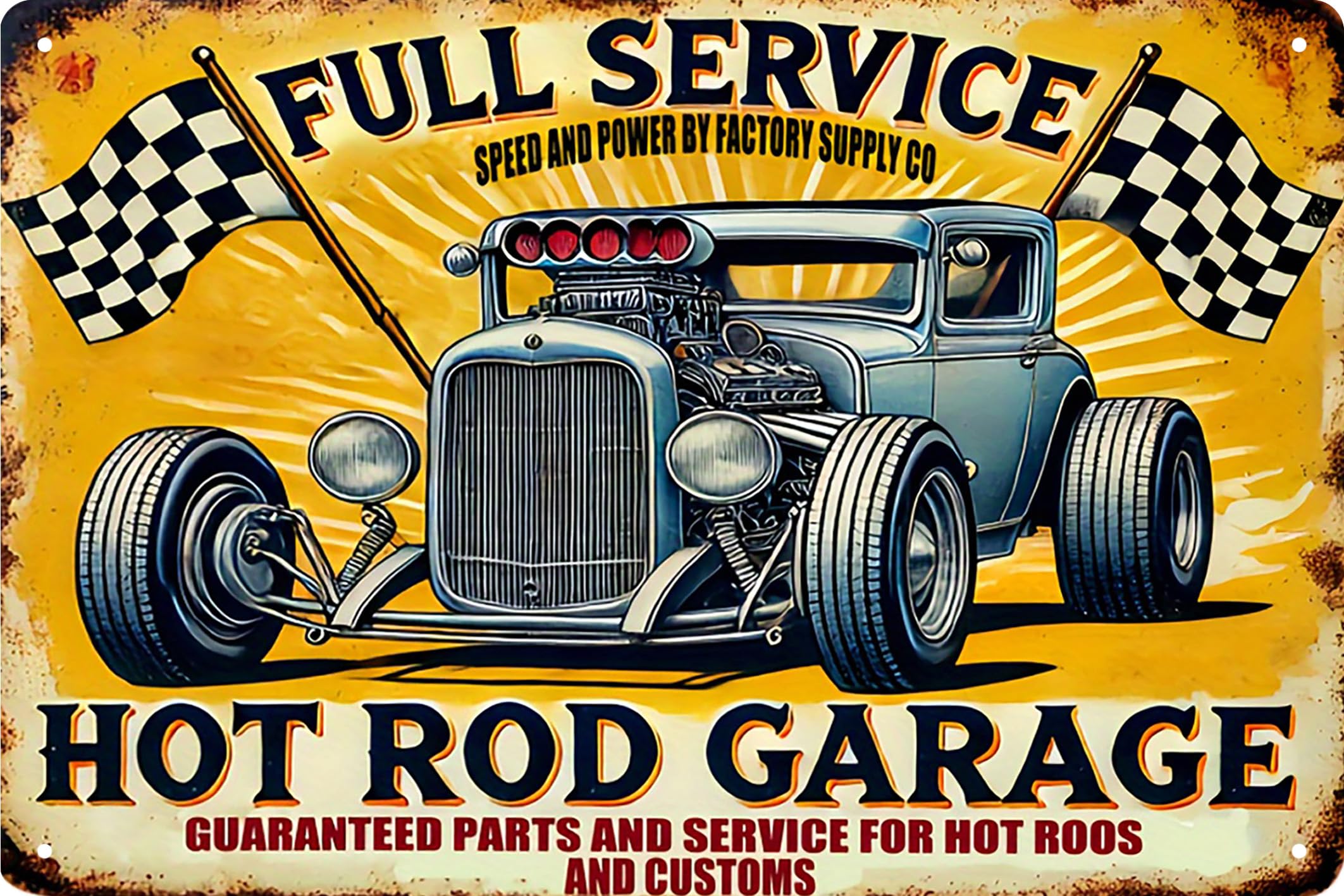 Vintage Racing Car Tin Sign, Retro Garage Metal Sign, Car Lover Gift,Wall Decor for Man Cave,Cars Room,Bar, Cafes Pubs,Outdoor Patio 8x12 Inches (LOWRIDER)