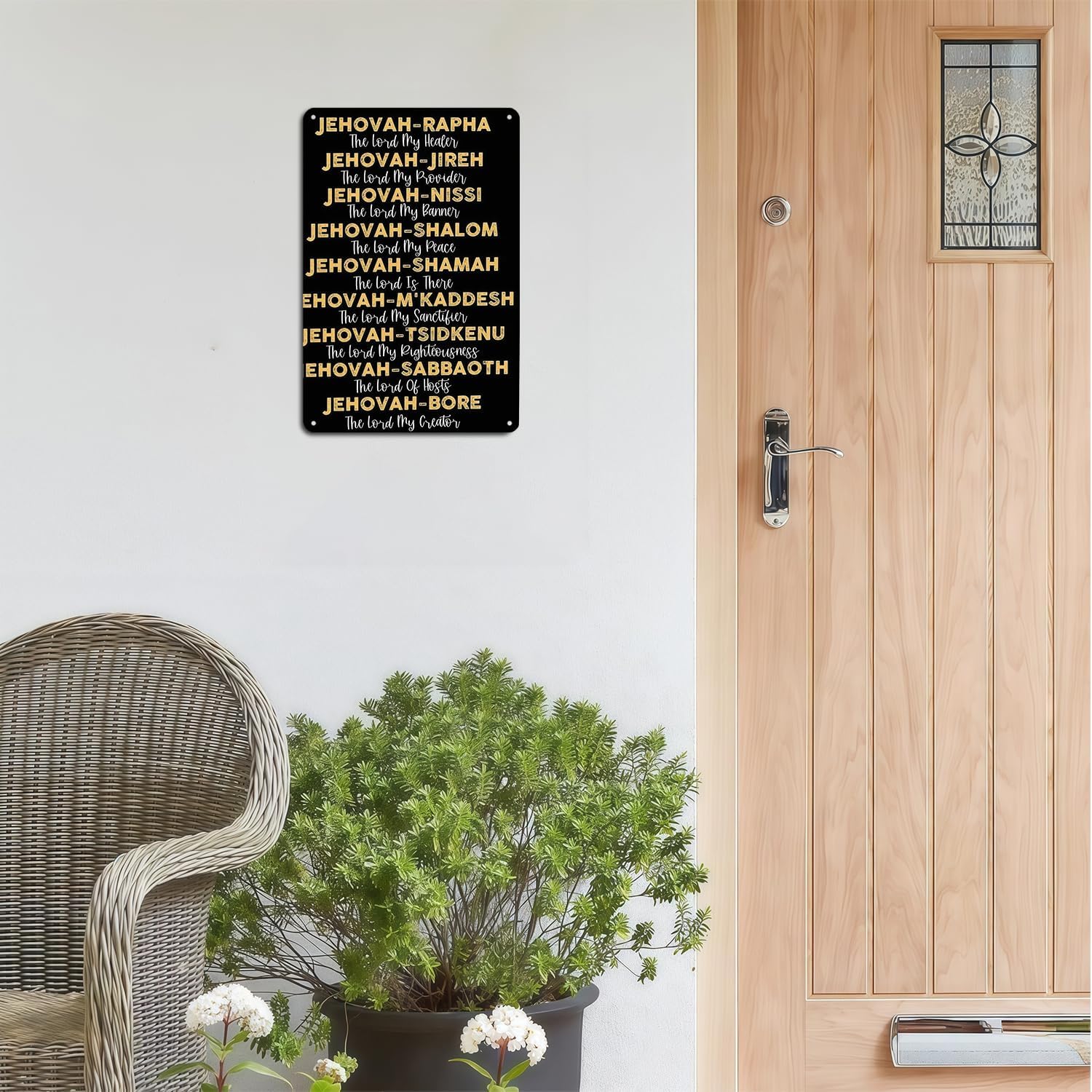 Jehovah Names tin sign Vintage Biblical Scripture Metal Sign Print Aesthetic for Garden Yard Bar Porch Home Bedroom Kitchen Wall Decor Gift 8 x 12 in