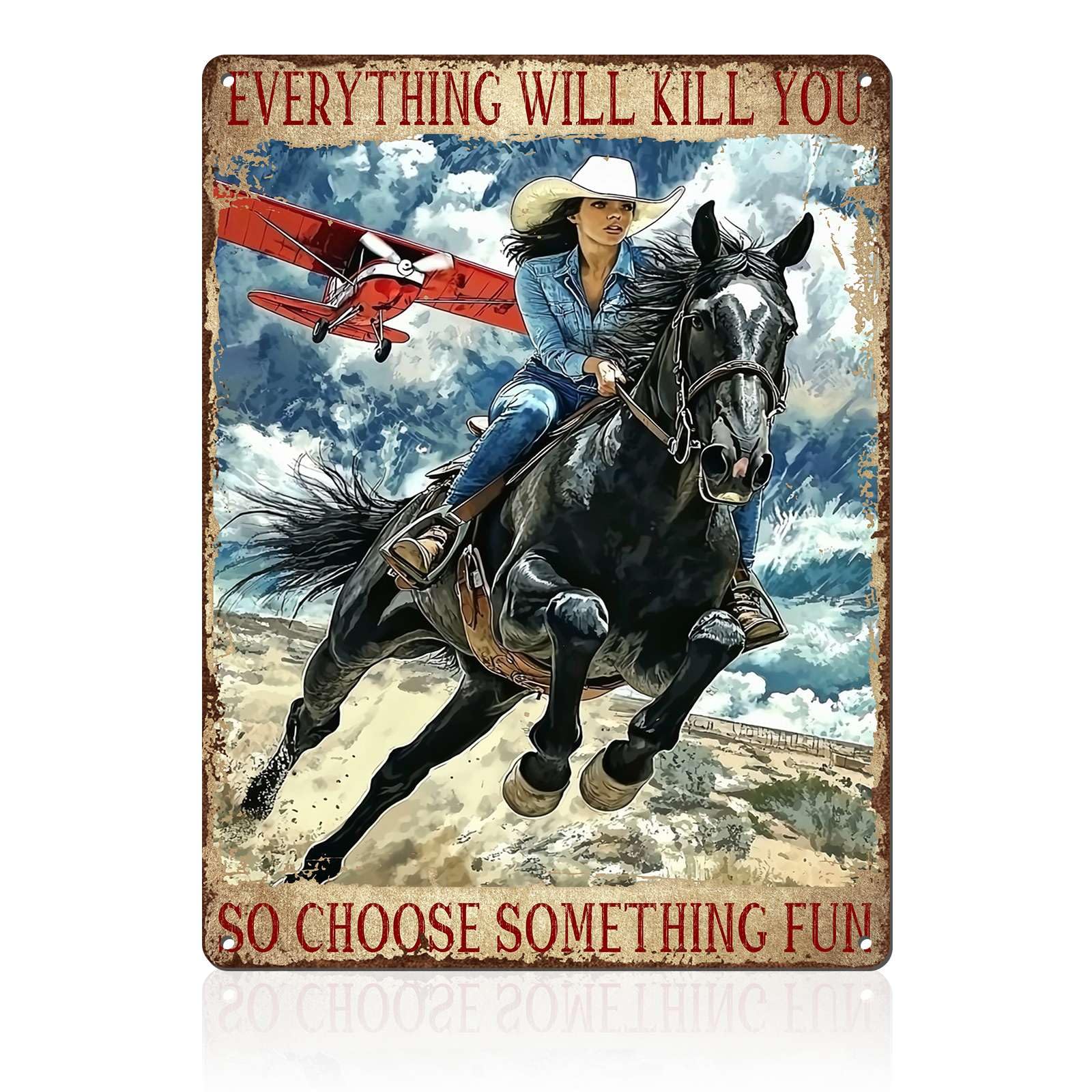 Western Wanted Tin Sign Vintage Metal Poster Rustic Wall Decor Cowgirl Pin Up Art Retro Iron Painting 8x12inch