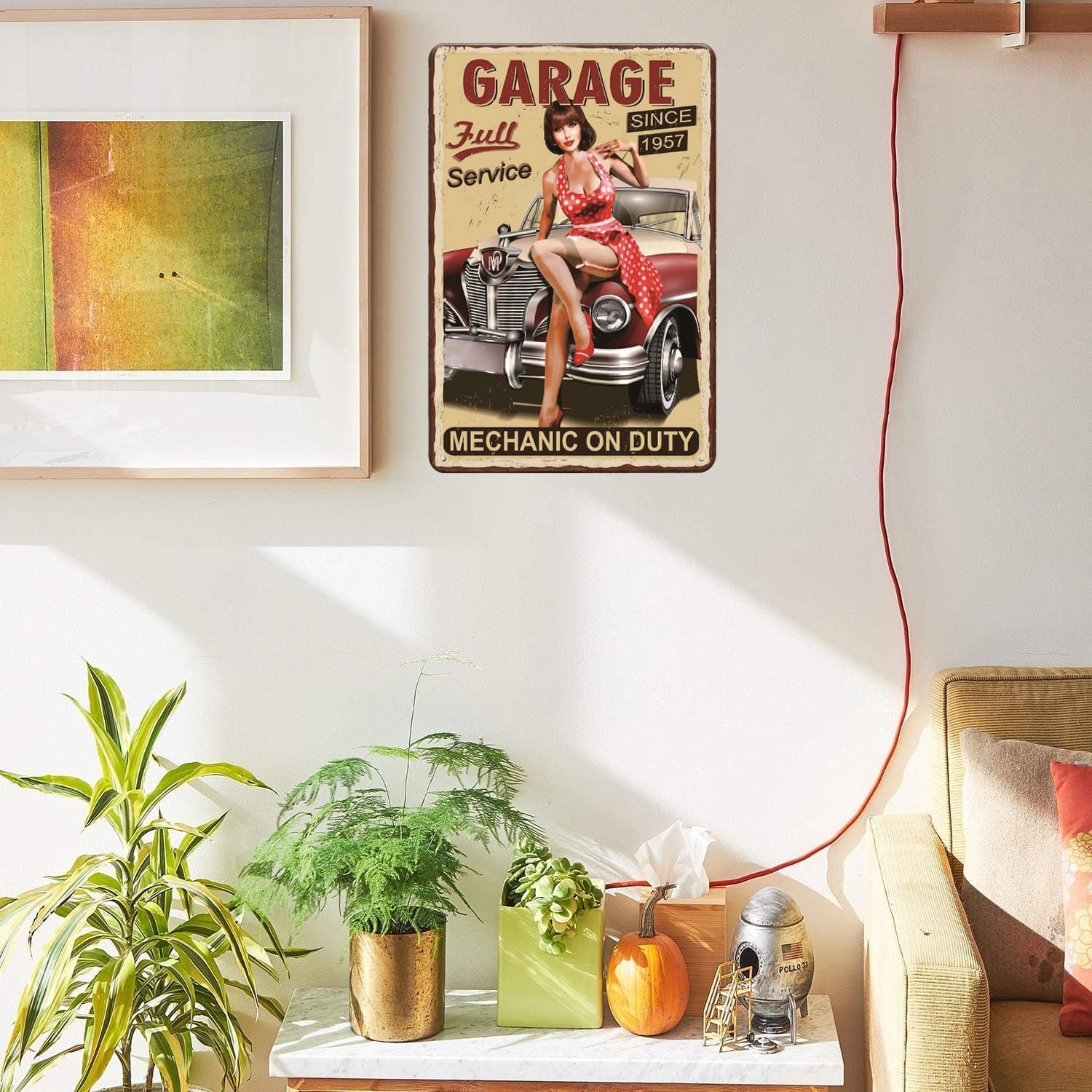 Vintage Racing Metal Sign, Retro Garage Tin Sign, Car Lover Gift,Wall Decor for Bar, Cafes Pubs,Outdoor Patio Man Cave,Cars Room, 8x12 Inches (Garage-04)