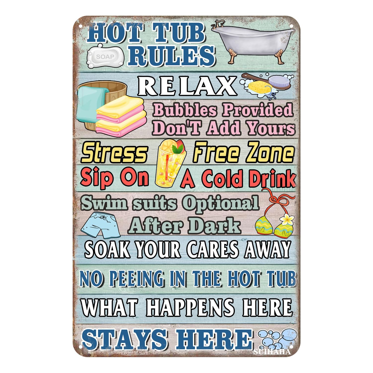 Vintage Metal Tin Sign Welcome to Our Backyard Home Yard Porch Decor Patio Pool Bar Coffee Wall Decor Tin Sign 12x8 Inches