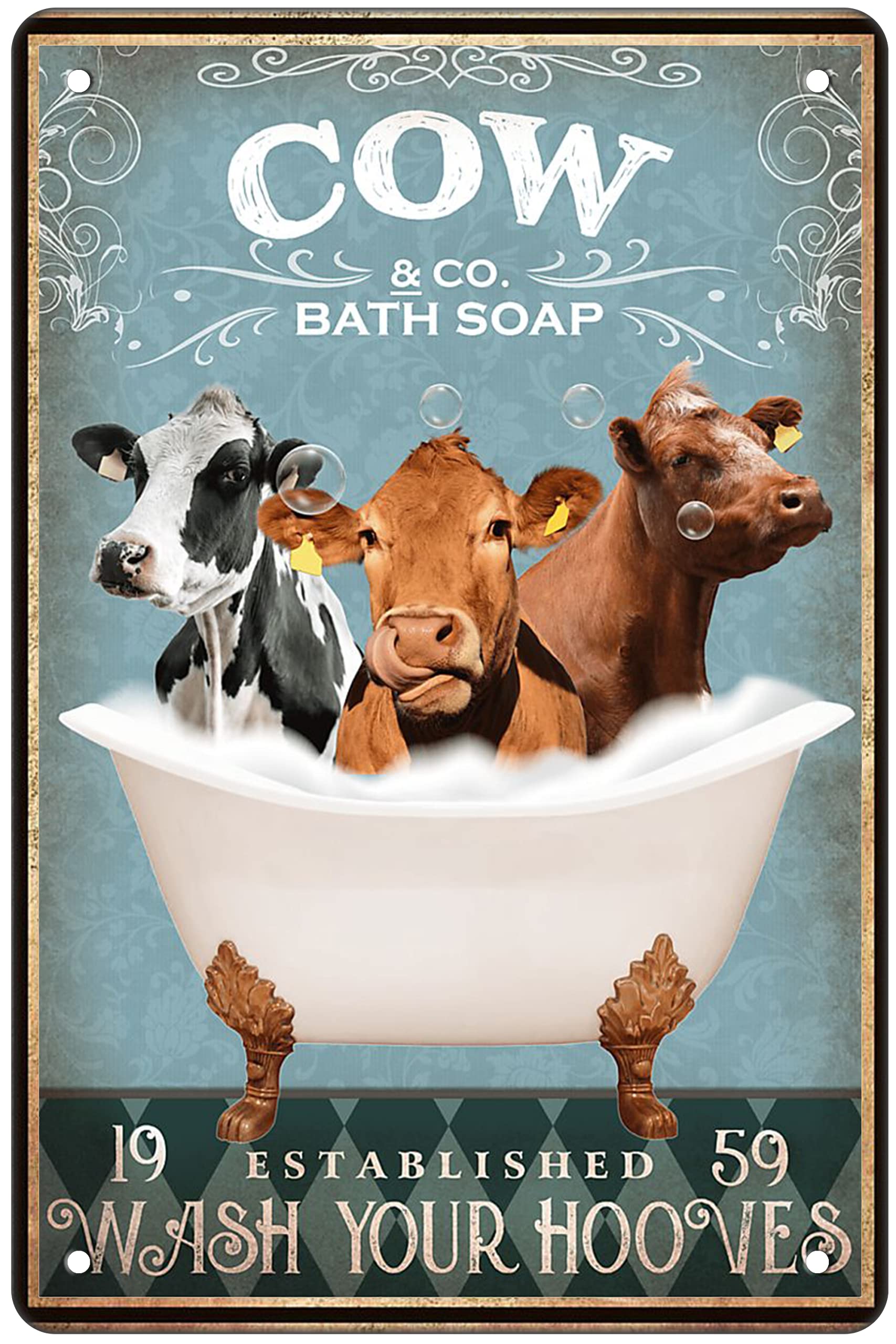 Vintage Metal Pig Bathroom Decor Tin Sign Wall Art Poster Retro Bar Home Decor 8x12 Inch